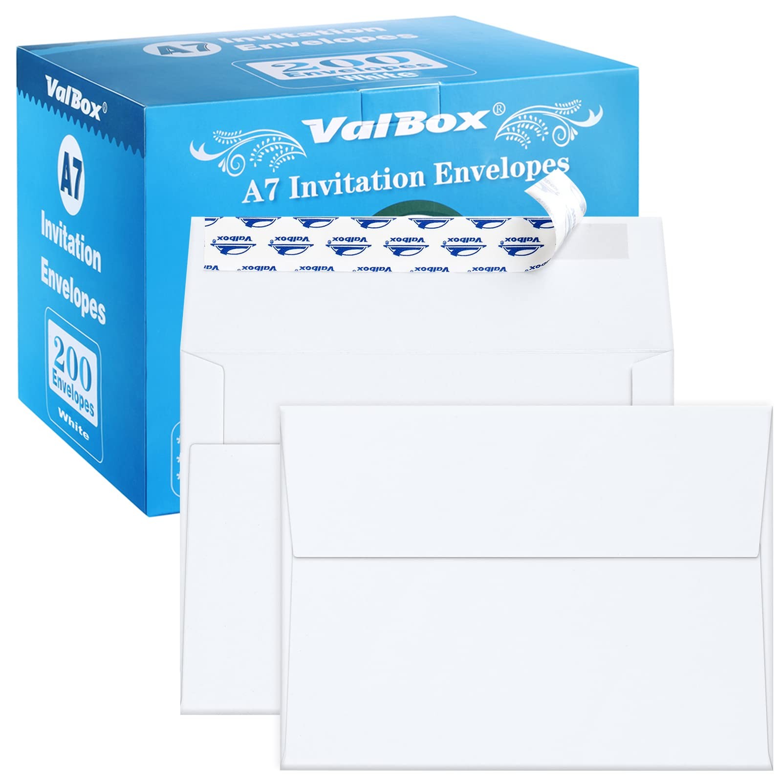 Valbox 200 Qty A7 Invitation Envelopes 5 X 7, 120Gsm White Kraft Paper