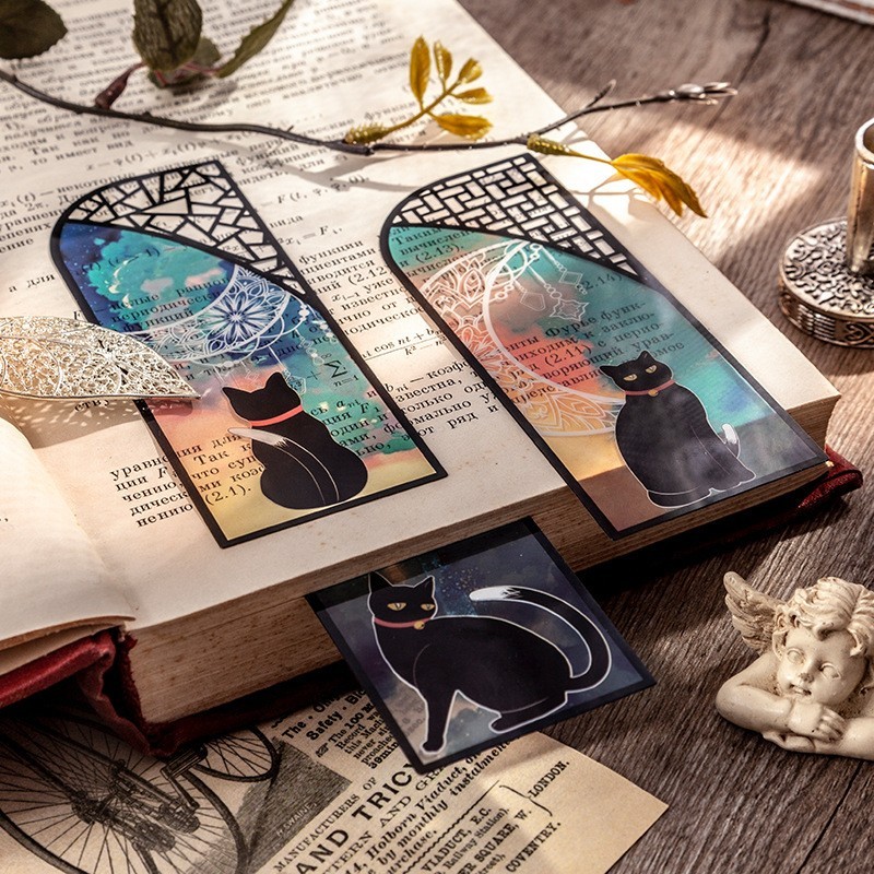 Set of 6 – Black Cats Bookmarks Readers Reading Gift For Book Lovers