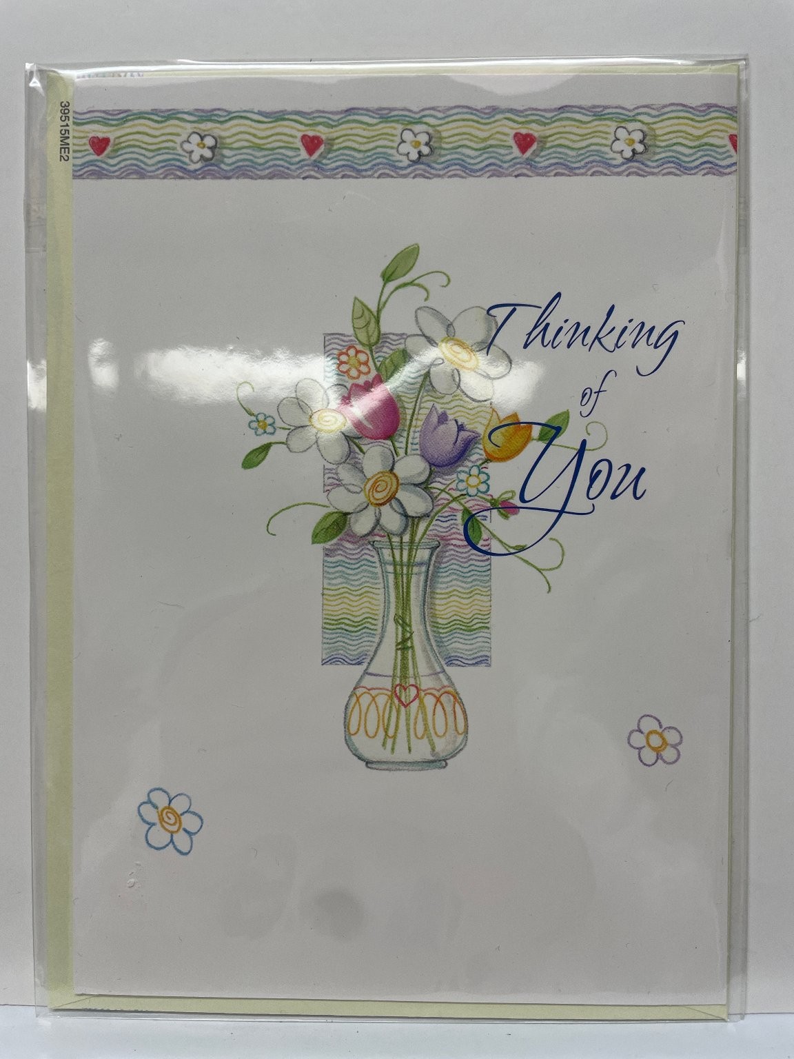 Thinking of You Greeting Card Floral Hearts Unbranded