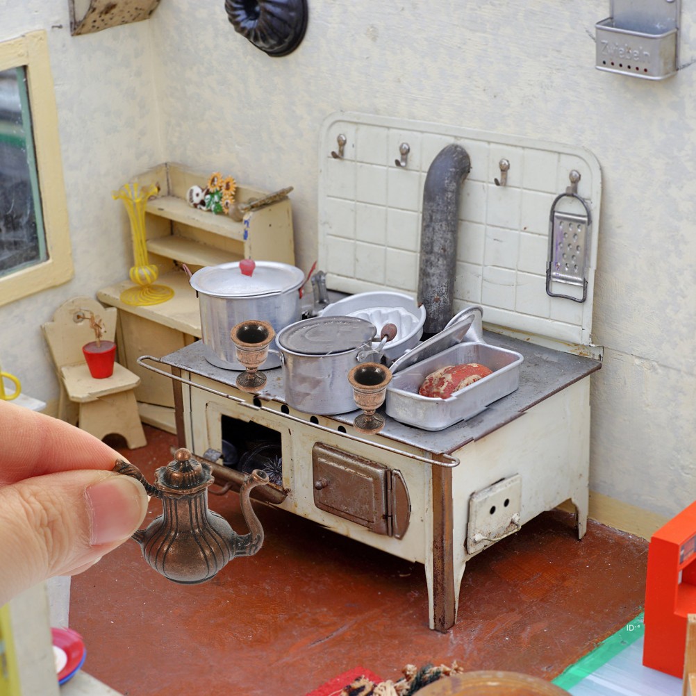 Mini Tea Set Doll House Accessories Alloy Miniature Teapot Mini Kitchen Set