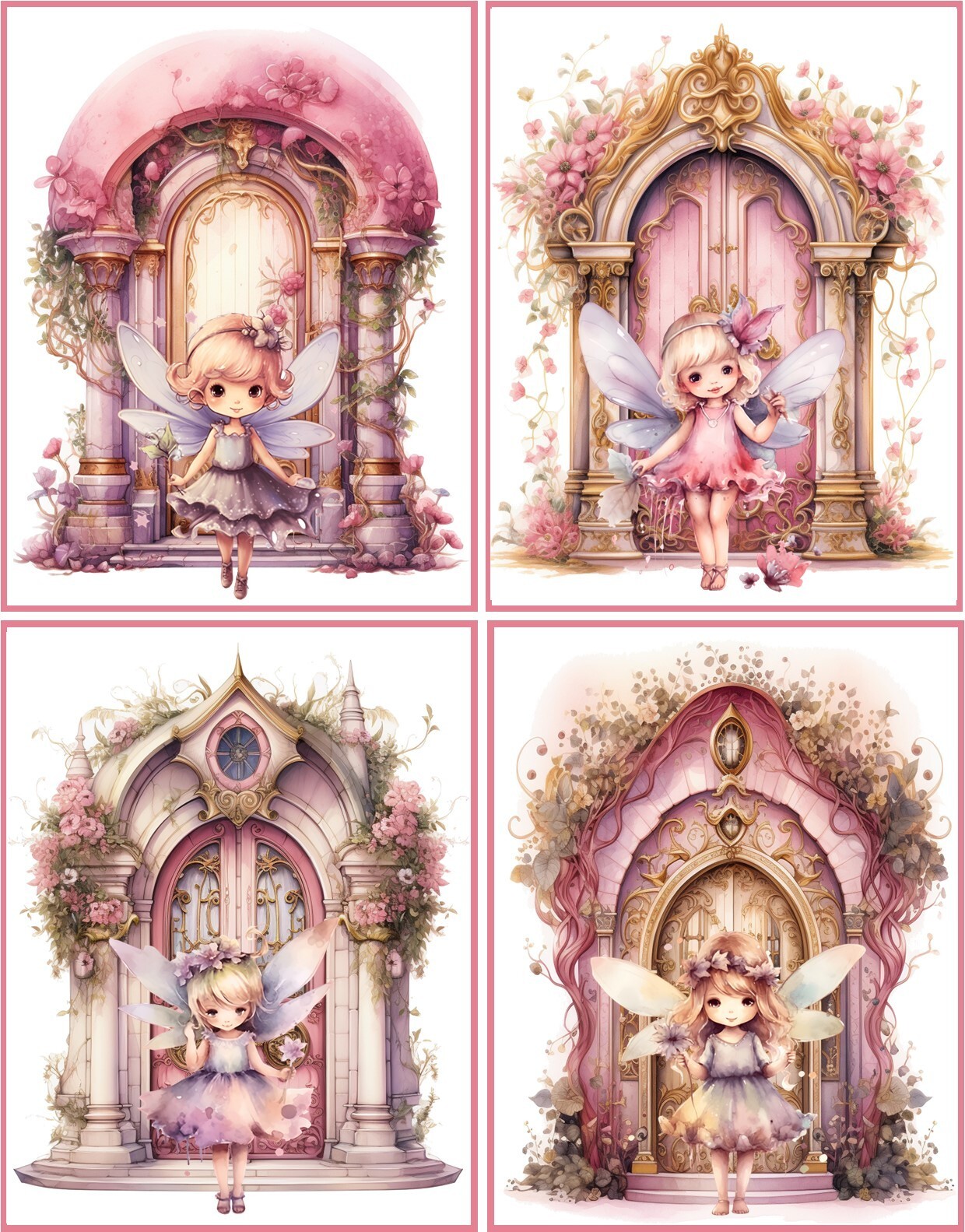 8 Fairy fairies Vintage Victorian Fantasy glossy blank note cards envelopes