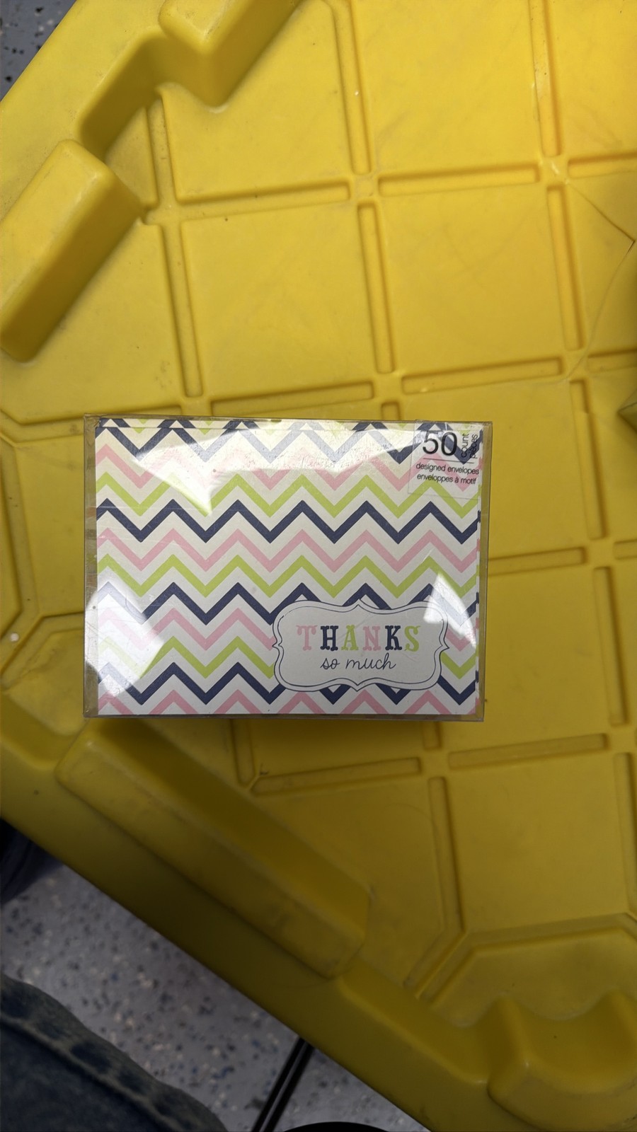 50 Thank You Note Cards w/Envelopes Chevron Pink Green Blue Thanks Much