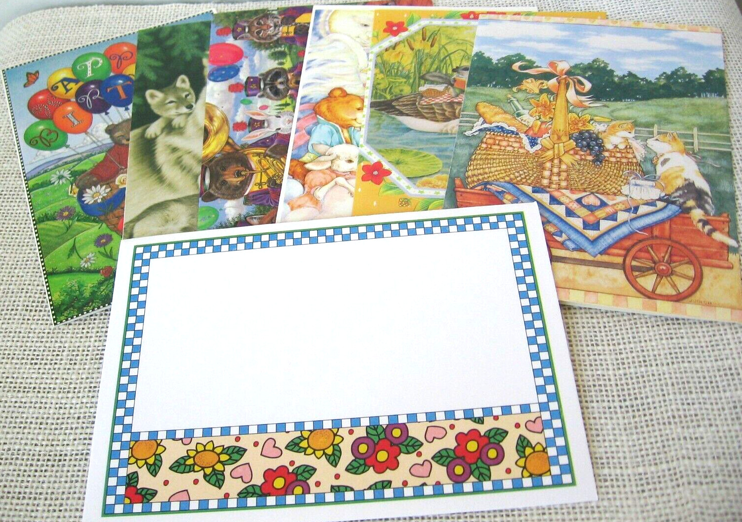 12 All Occasion Cards w/Envelopes NOS Cute Animal Theme Sunrise Cards Mixed Lot