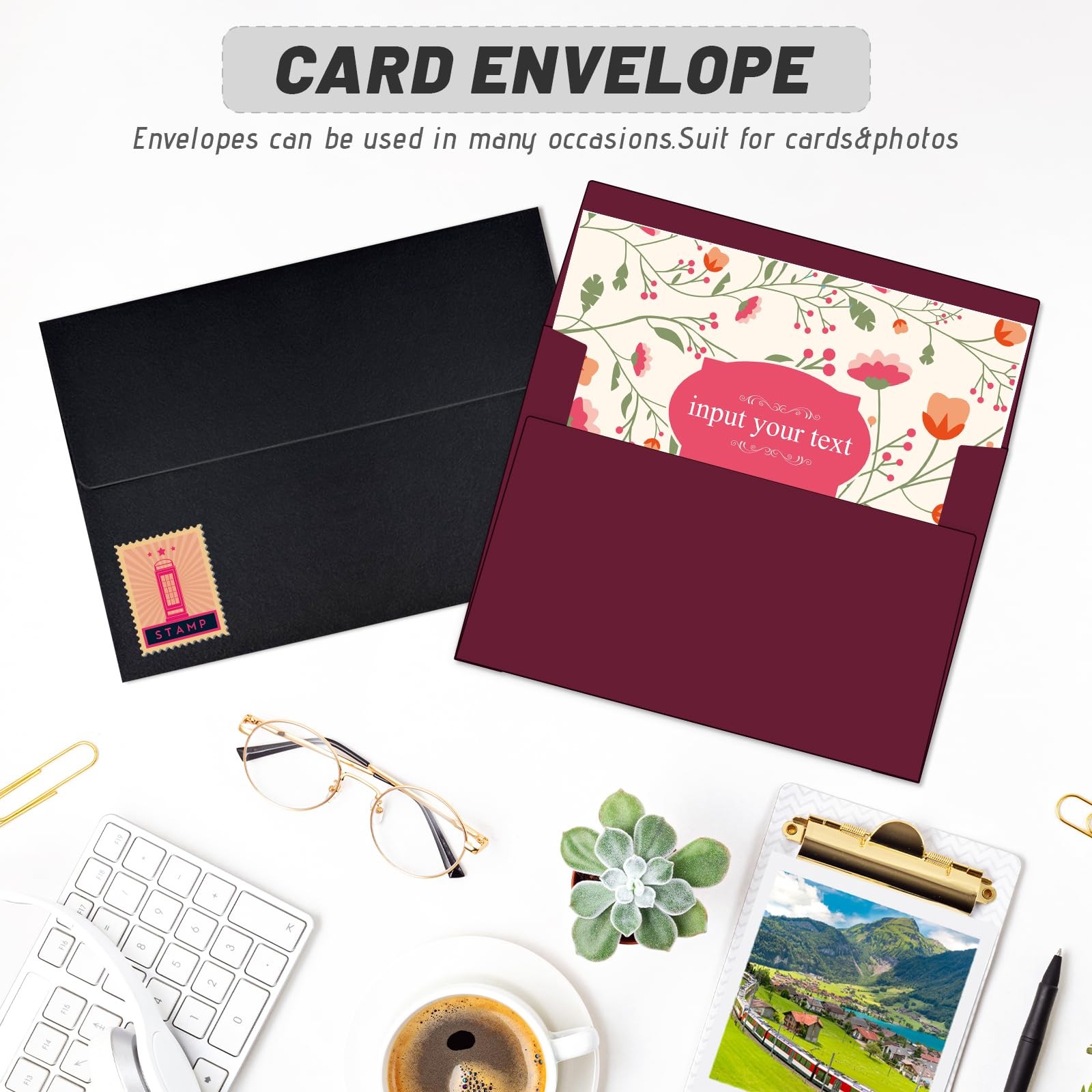 4×6 Envelopes For Invitation,A4 Envelope burgundy red,50 Pack 4X6 card Envelo…