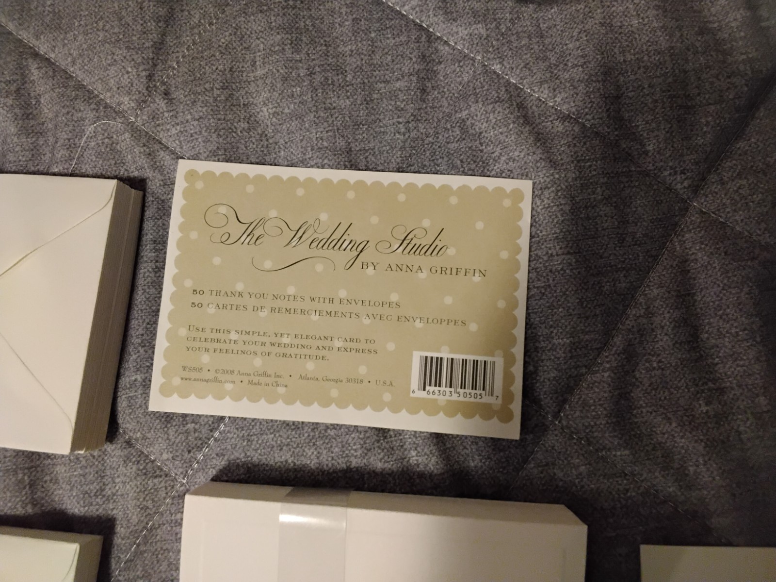 NIB New ANNA GRIFFIN The Wedding Studio 50 Thank You Fold Note Cards Envelopes