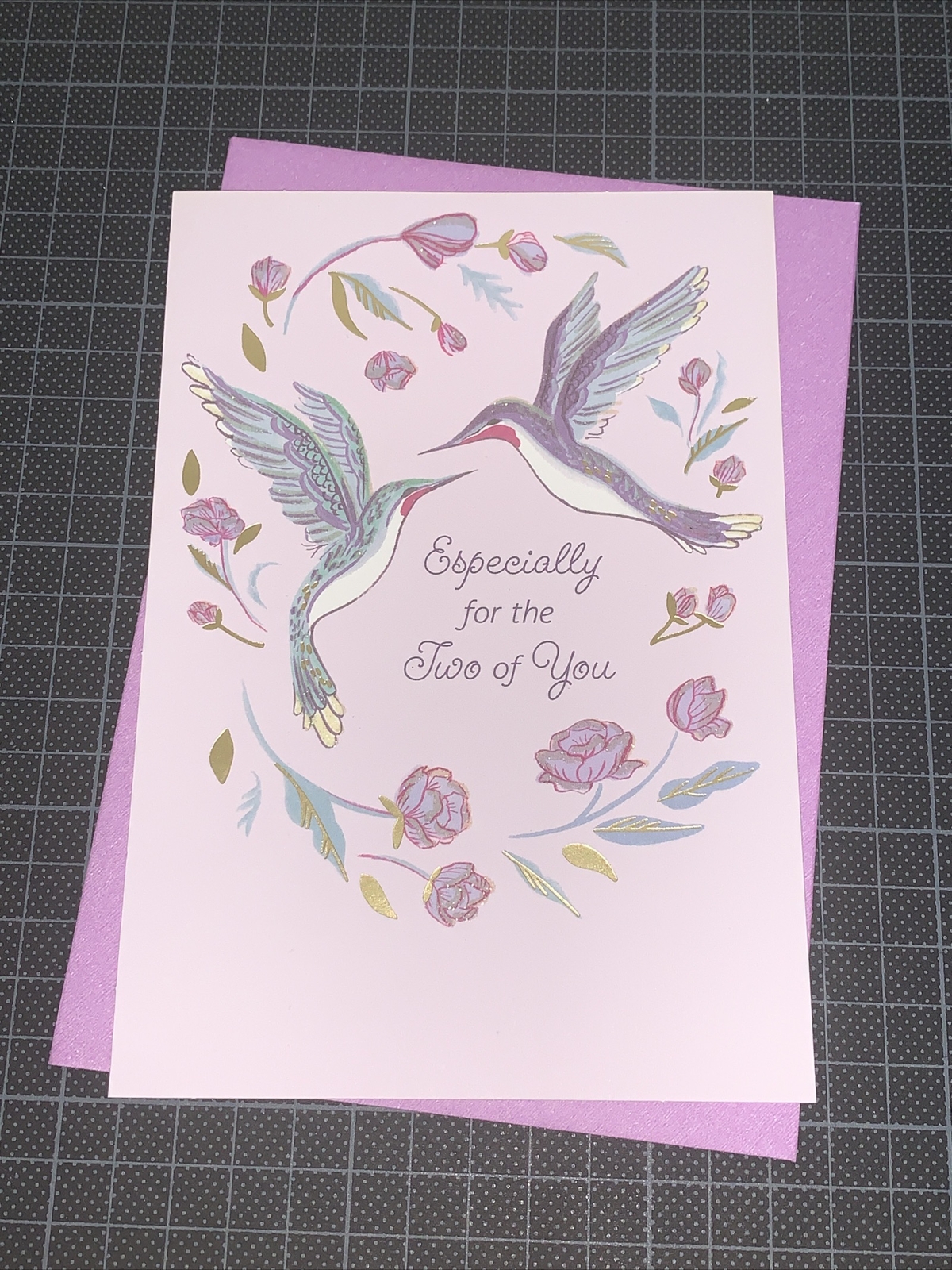 Hallmark Anniversary Card: Purple Love Birds Hummingbird Best Wishes Always
