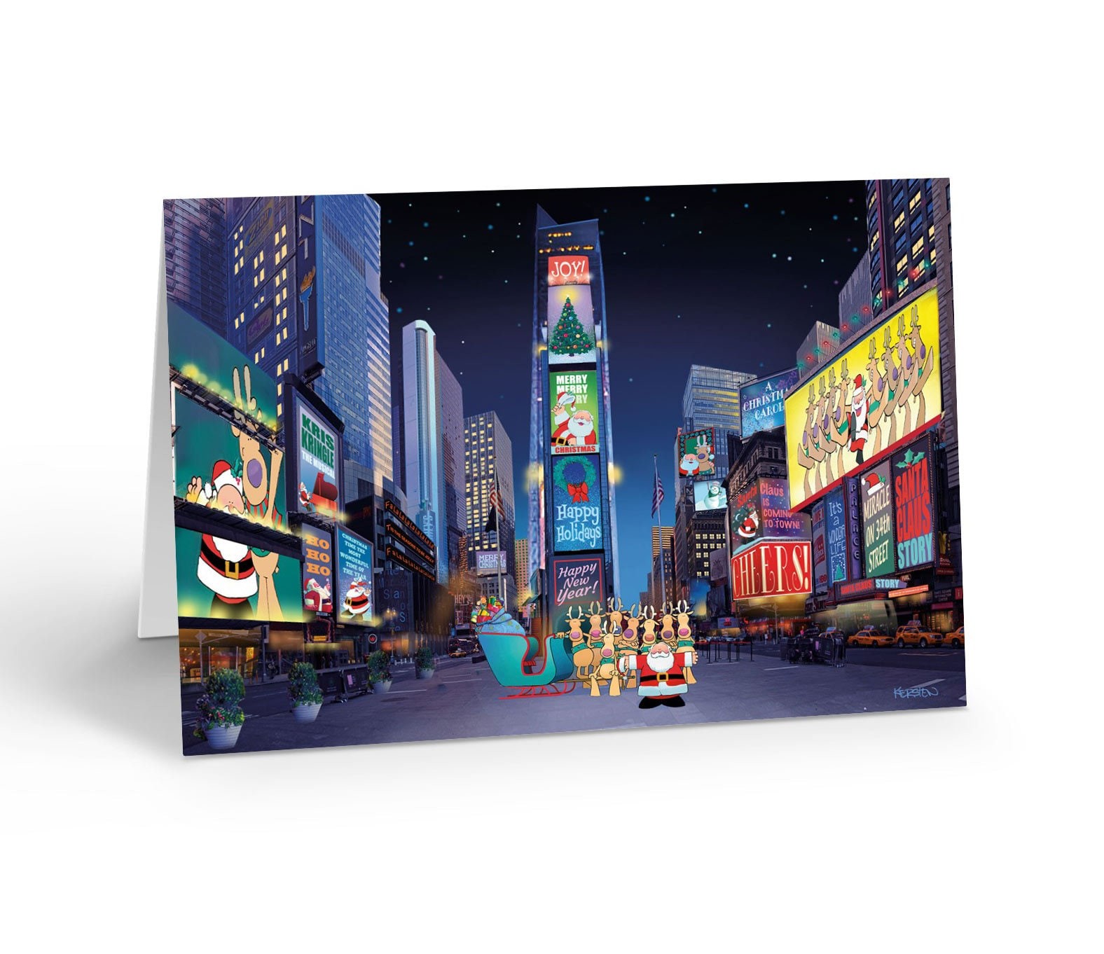 Santa’s In Times Square in New York City Holiday Card – 12 Holiday Cards & Envel