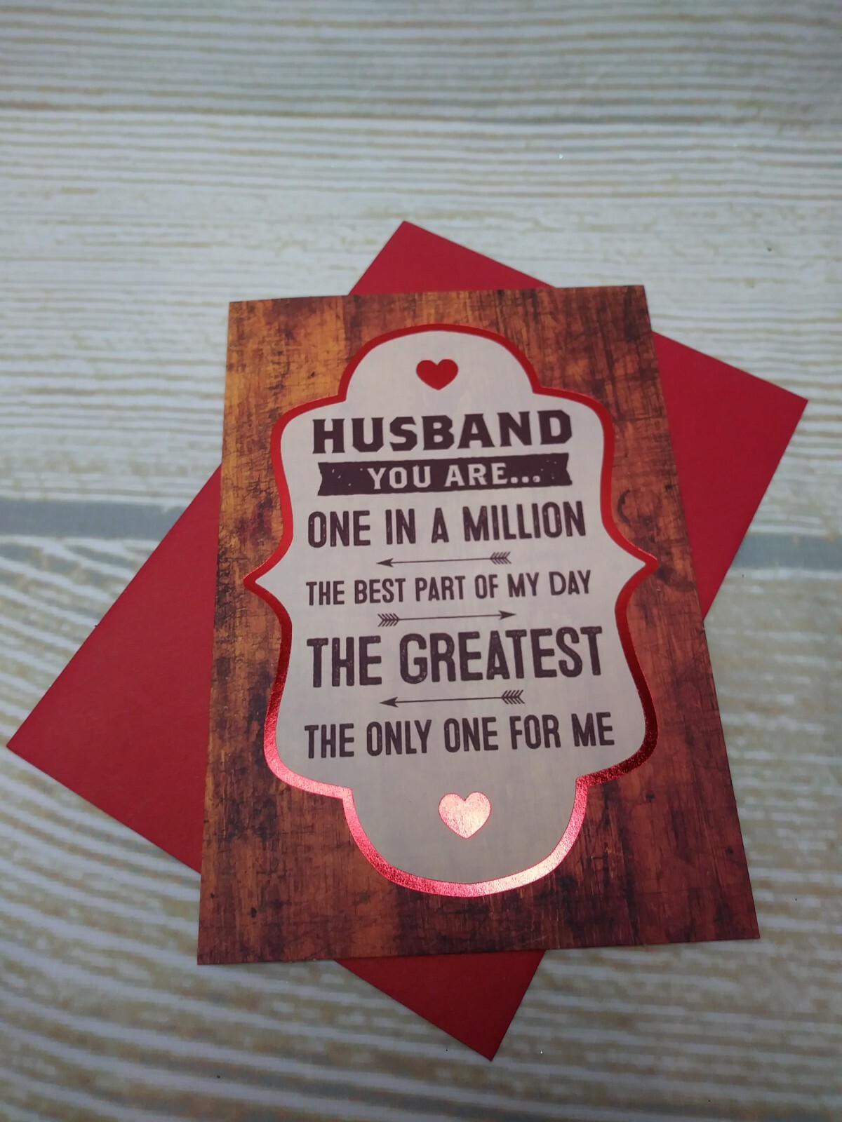 New “Husband You are One in a Million” Greeting Card & Envelope Red Valentine’s