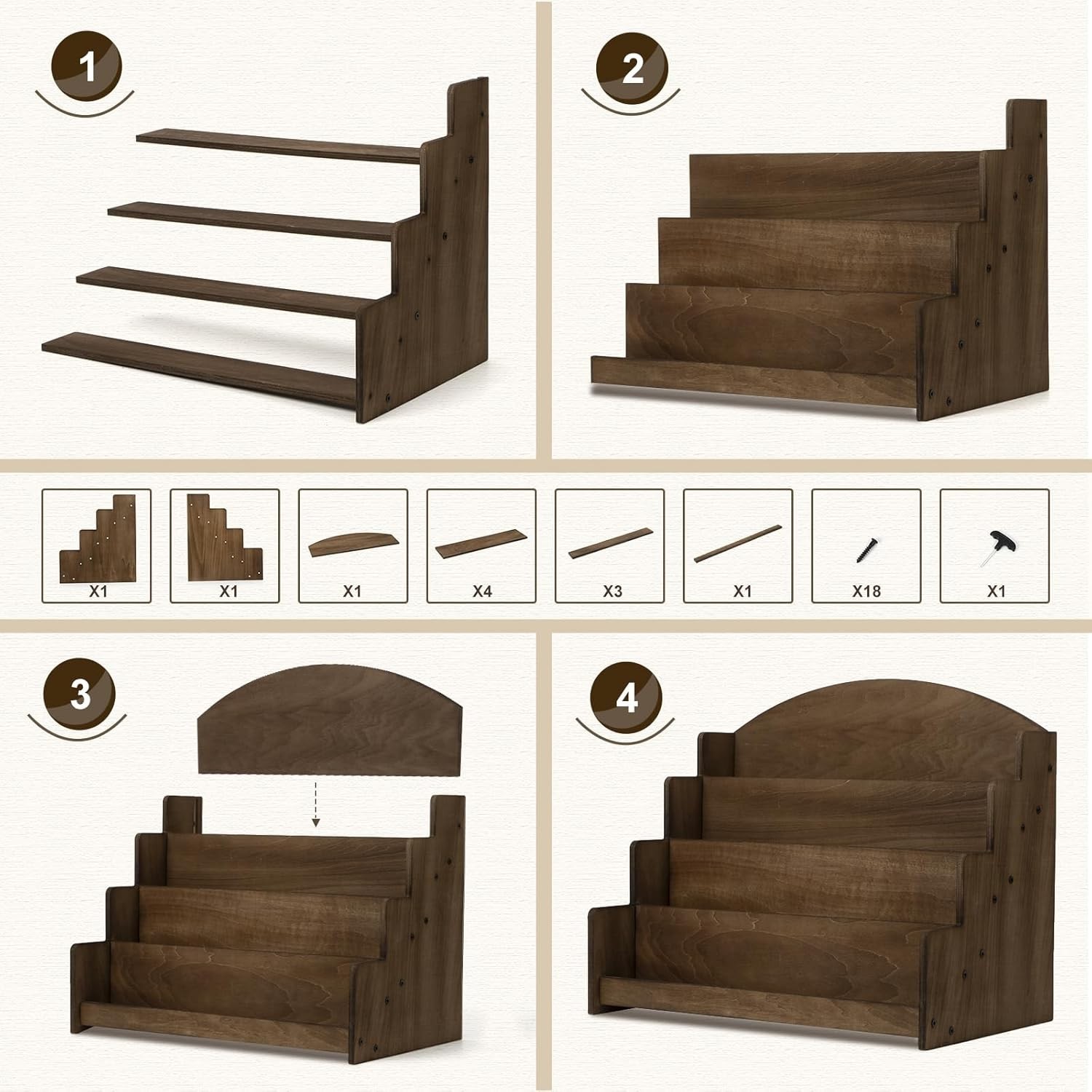 High-Quality Wooden Greeting Card Organizer – 4 Spacious Tiers for 5×7 Cards