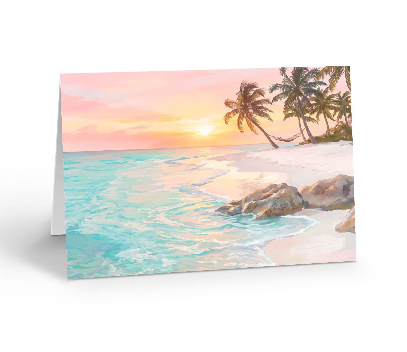 Beautiful Palm Trees and Beach Scene Note Cards – 10 Note Cards – 14517