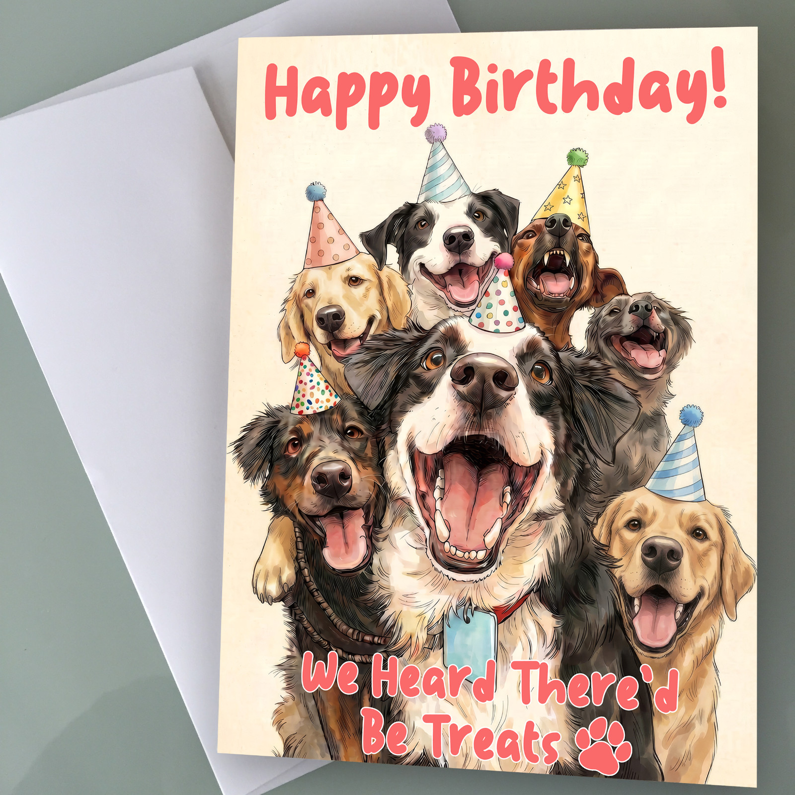 Dogs Birthday Card – Doggie Treats Party Funny Birthday Card Gift For Dog Lovers
