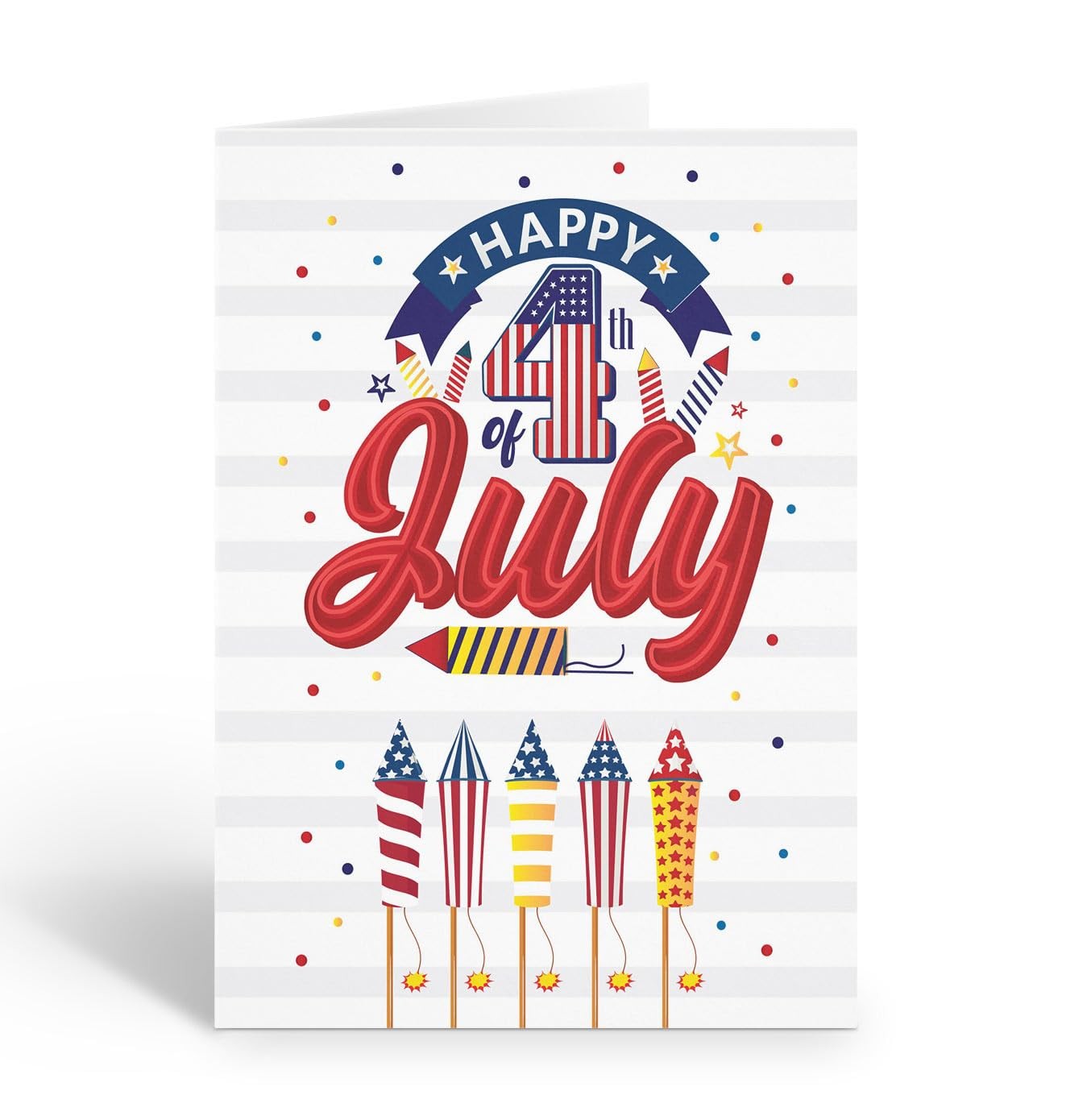 Single 4th of July Greeting Card – Patriotic Fourth of July Red White and Blue