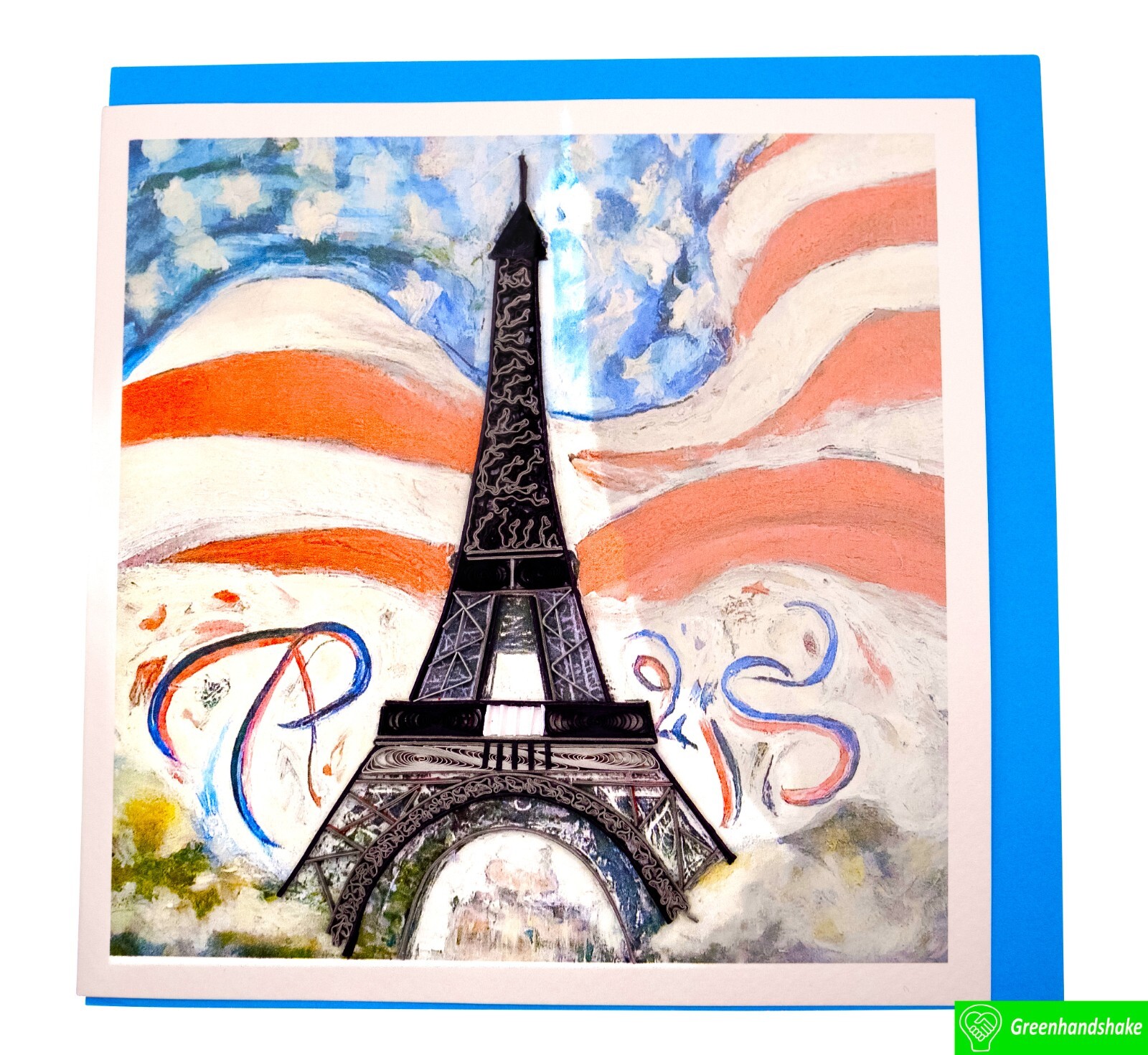 Stars & Stripes in Paris Quilling Greeting Card – Unique Dedicated Handmade Art