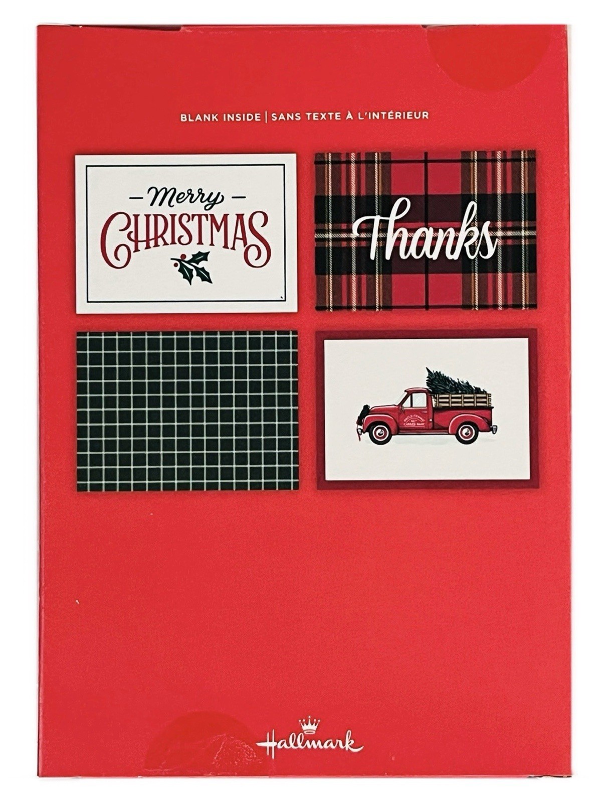Hallmark 12 Pack Christmas Cards Blank – 4 Designs Red Truck/Thanks/Pattern NEW