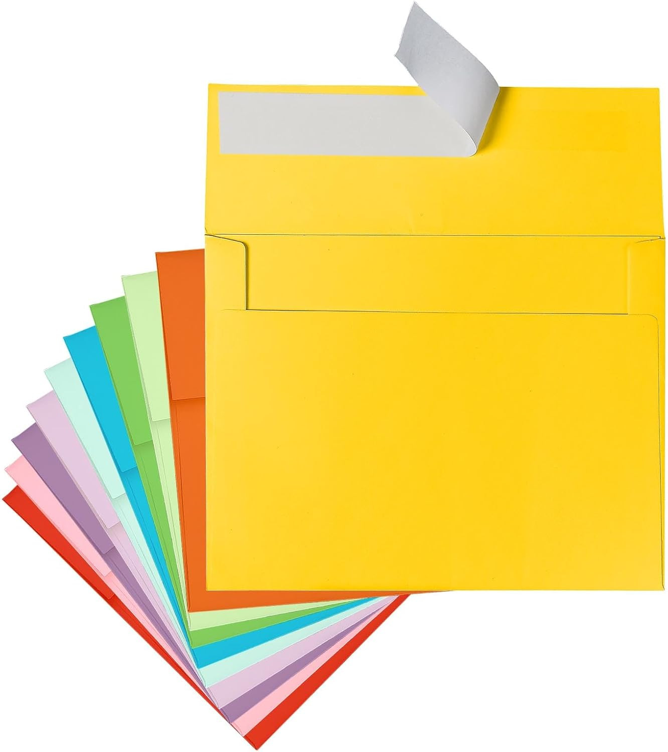 50 Pack A2 Colored Envelopes Self Seal, 4.375 X 5.75 Invitation Envelopes for 4