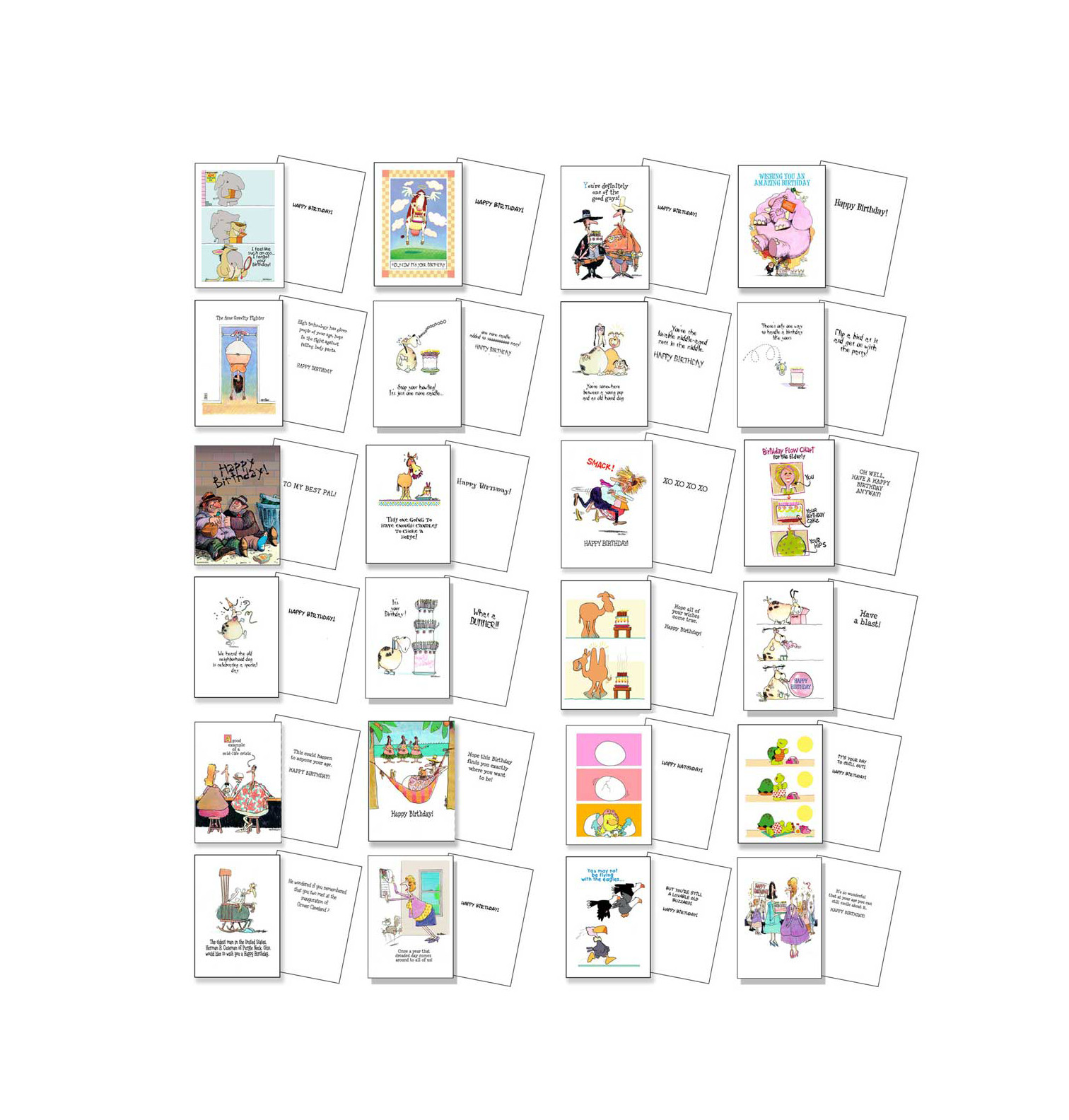 Boxed Set of 24 Funny Birthday Cards | USA Made | Good, Clean Humor 721