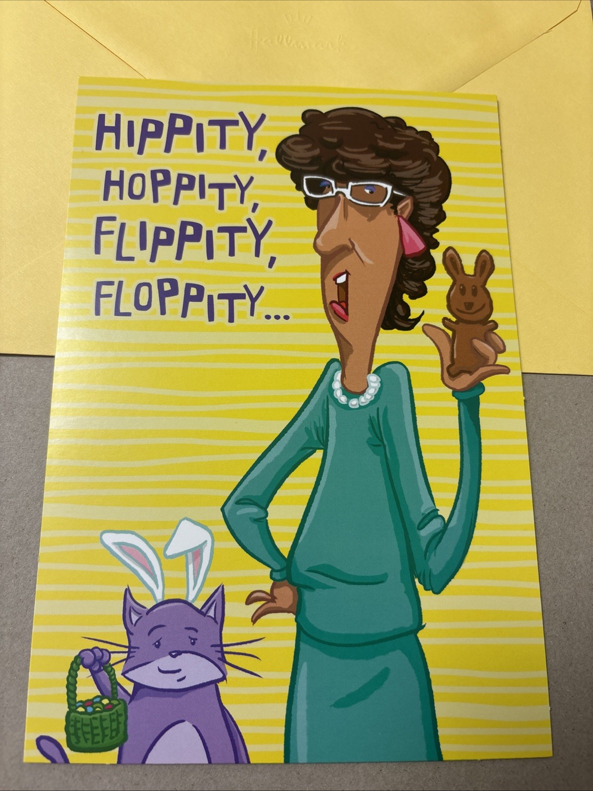 Easter Funny Hippity Hoppity Candy 5.5”x8” Hallmark Greeting Card