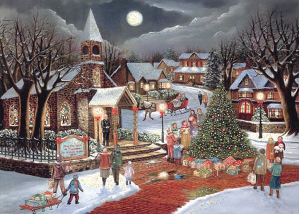 Christmas Spirit 14 Glitter Embellished Christmas Cards in Keepsake Box