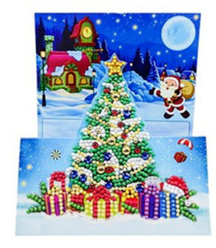 Set of 4 Pop-up Hand Beaded Christmas Greeting Cards