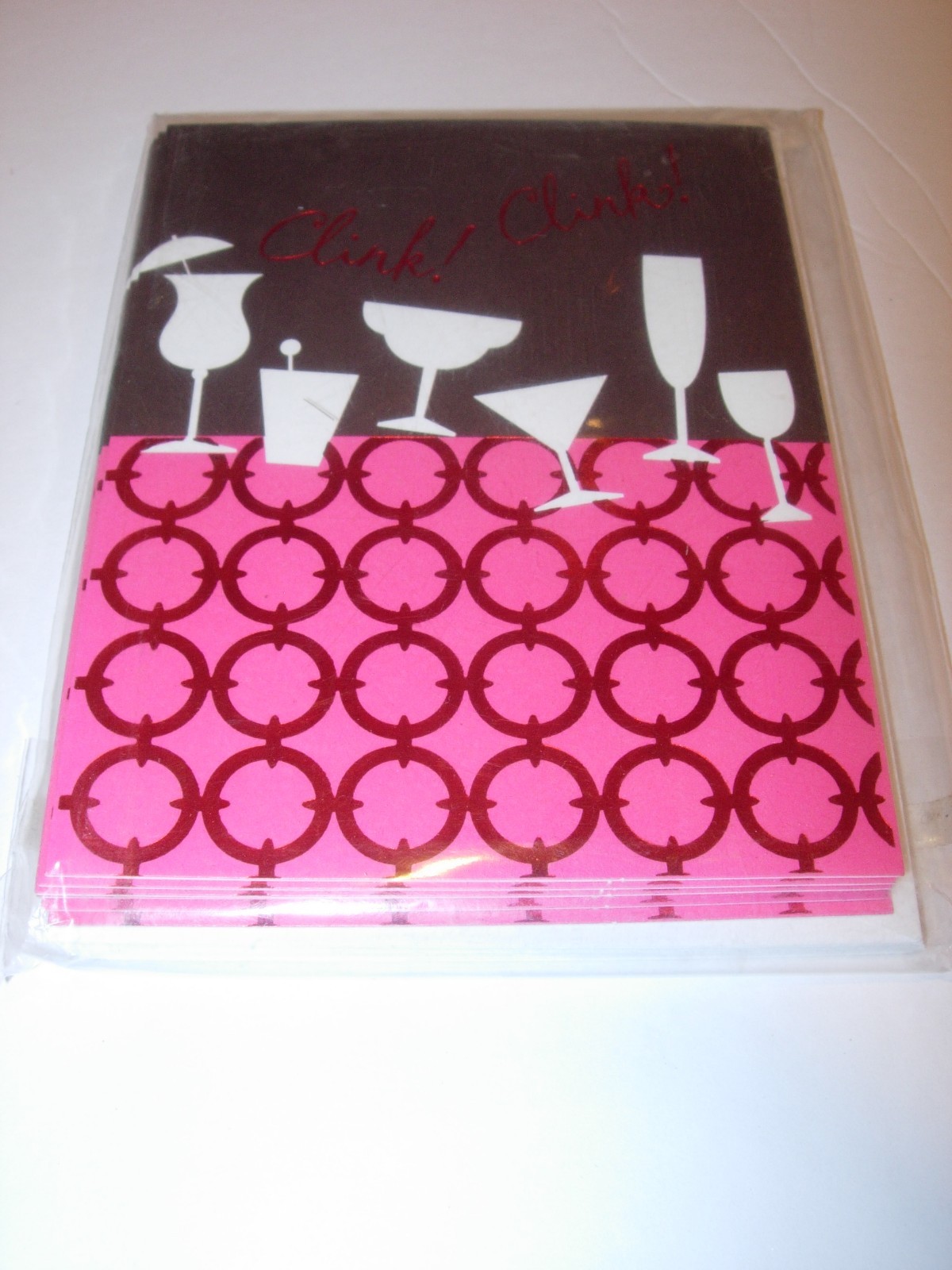 NEW 8 PACK NOTE Cards & ENVELOPES PARTY INVITATIONS WINE HOT PINK BROWN HALLMARK