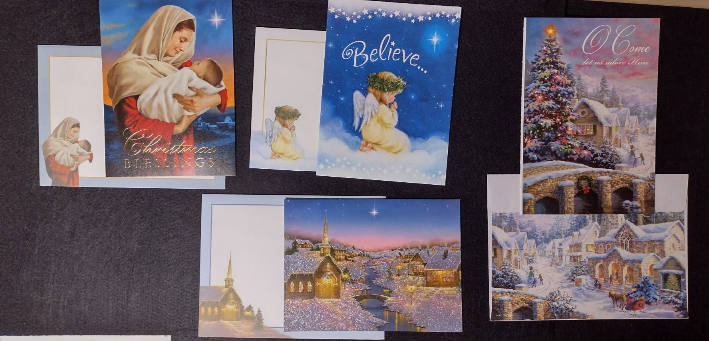 Religious Christmas Cards & Matching Envelopes ~ Salesian & His Delight Set of 4