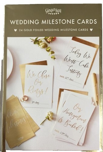 Ginger Ray Wedding Milestone Cards 24 pack gold foil party gift engagement set