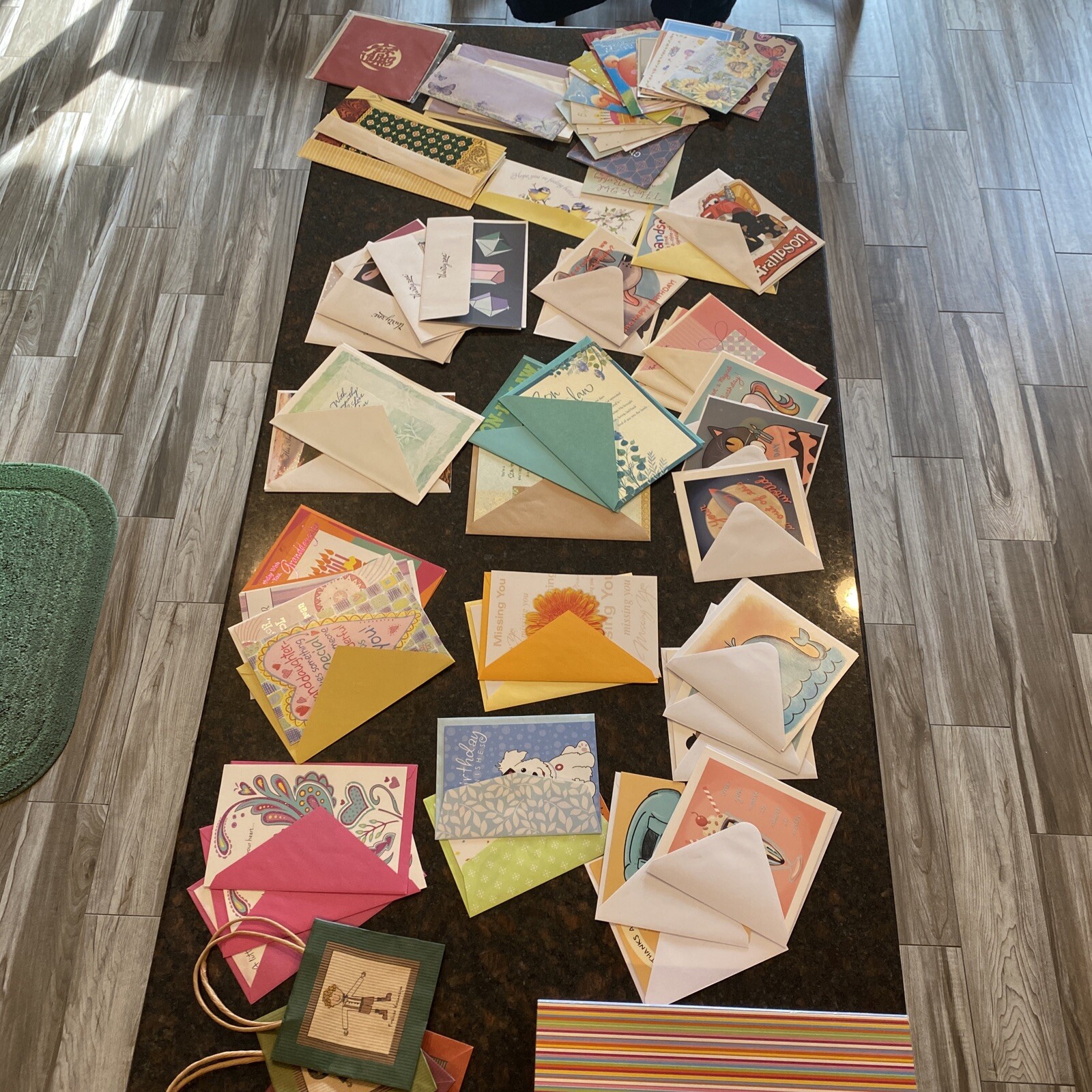 60 Miscellaneous Greeting Cards UNUSED 40 wEnvelopes + 4 Gift Bags & Storage Box