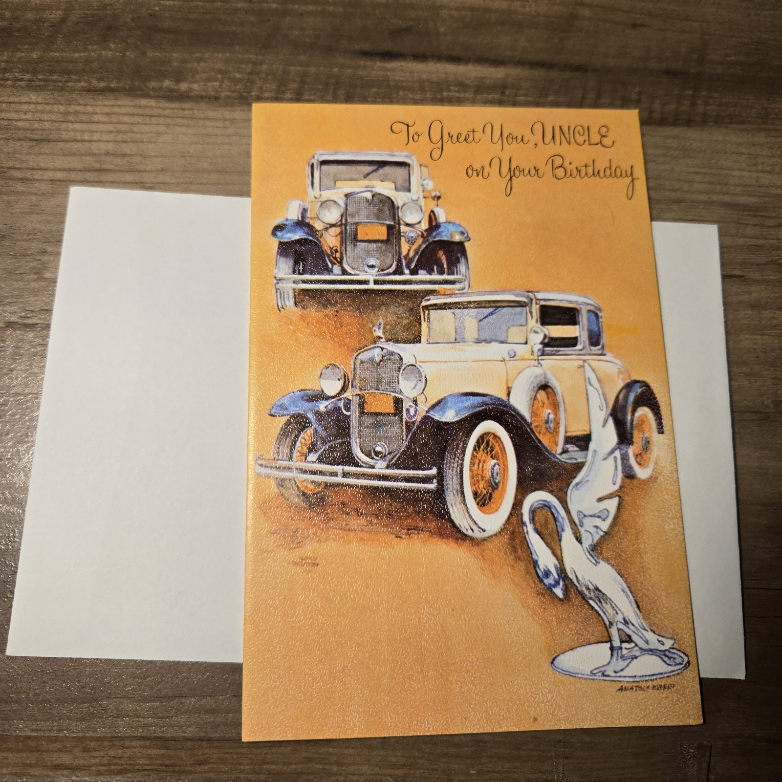Vintage Happy Birthday Card Uncle – Classic Cars With Envelope