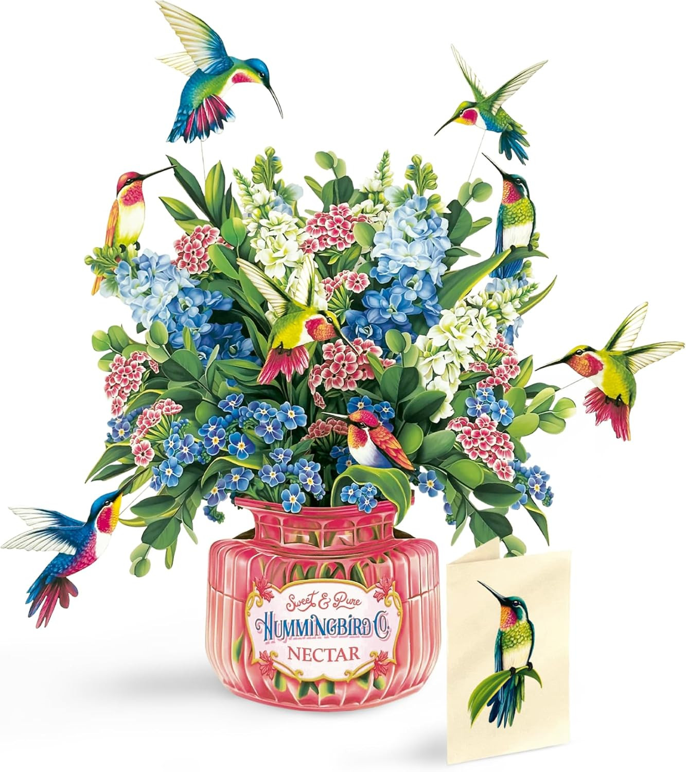 Freshcut Paper Pop up Cards, Hummingbird Oasis, 12 Inch Life Sized Forever Flowe