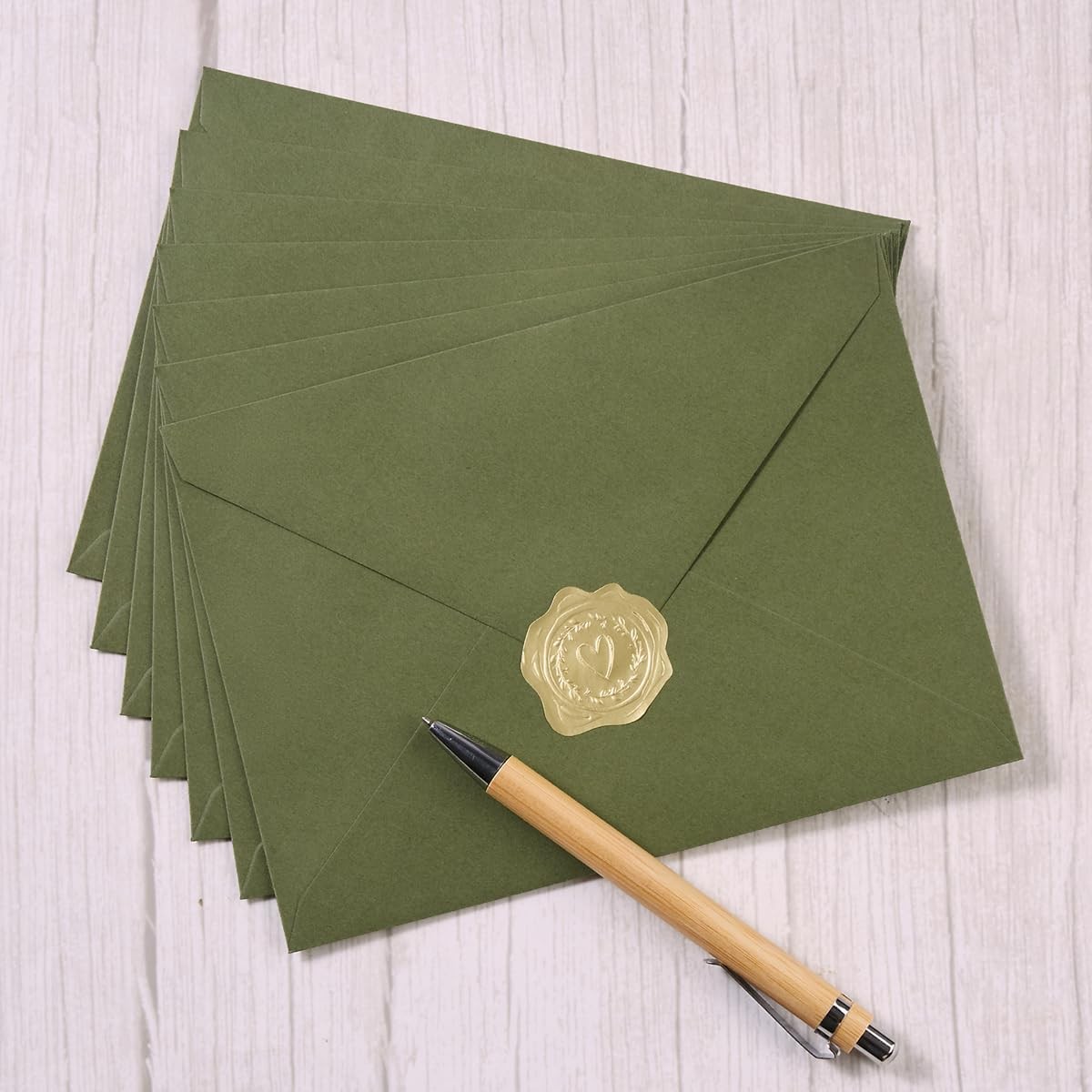 Olive Green A6 4×6 Envelopes Greeting Cards 6 1/2 x 4 3/4 Inches 100 PCS