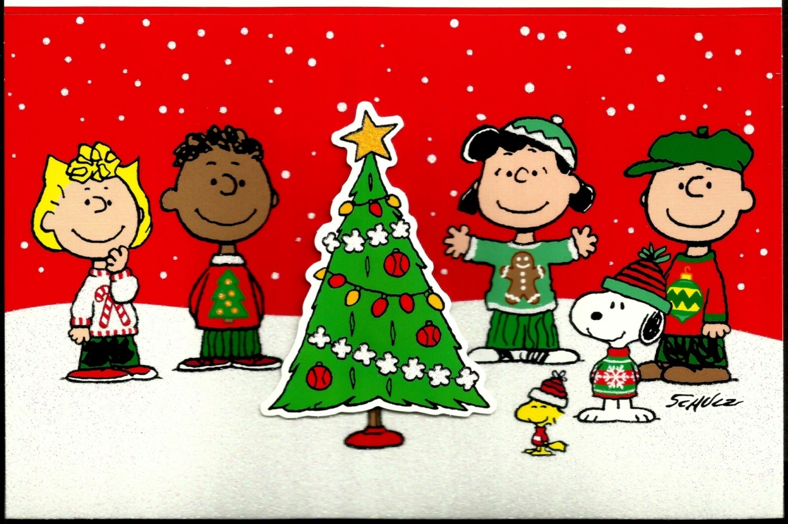 PEANUTS, SNOOPY & FRIENDS CHRISTMAS CARD 2021, DIE CUT, VERY NICE, FROM HALLMARK