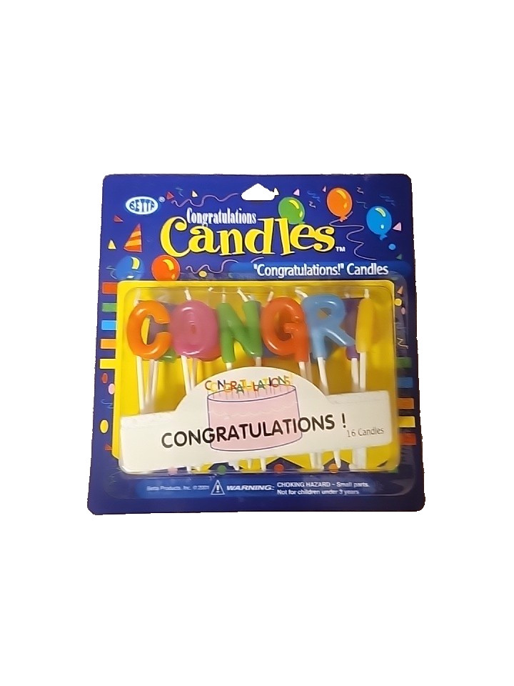 Party Express 16 Multi-colored Candles Spelling Congratulations From Betta