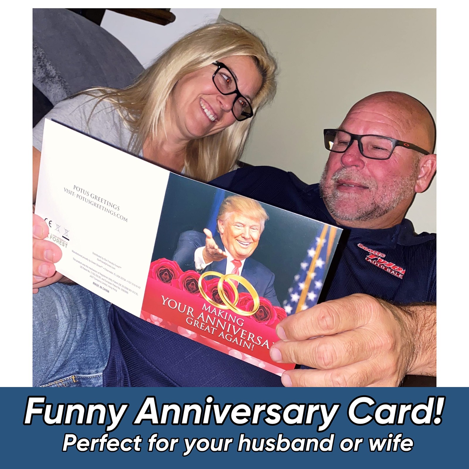 Talking Trump Anniversary Card with Donald 6.13 inches by inches, Red
