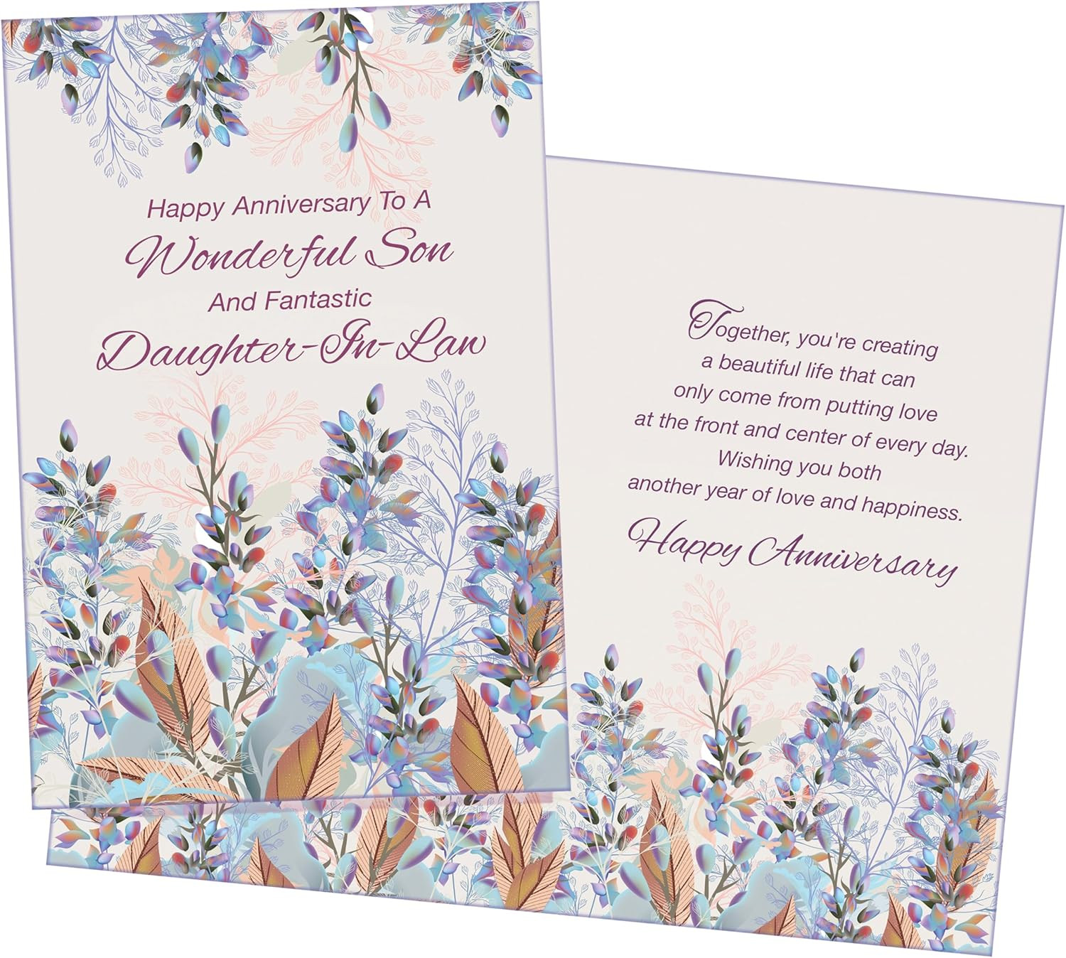– Anniversary Card for Son and Daughter-In-Law – Made in USA – OPENS to 10″ X 7.