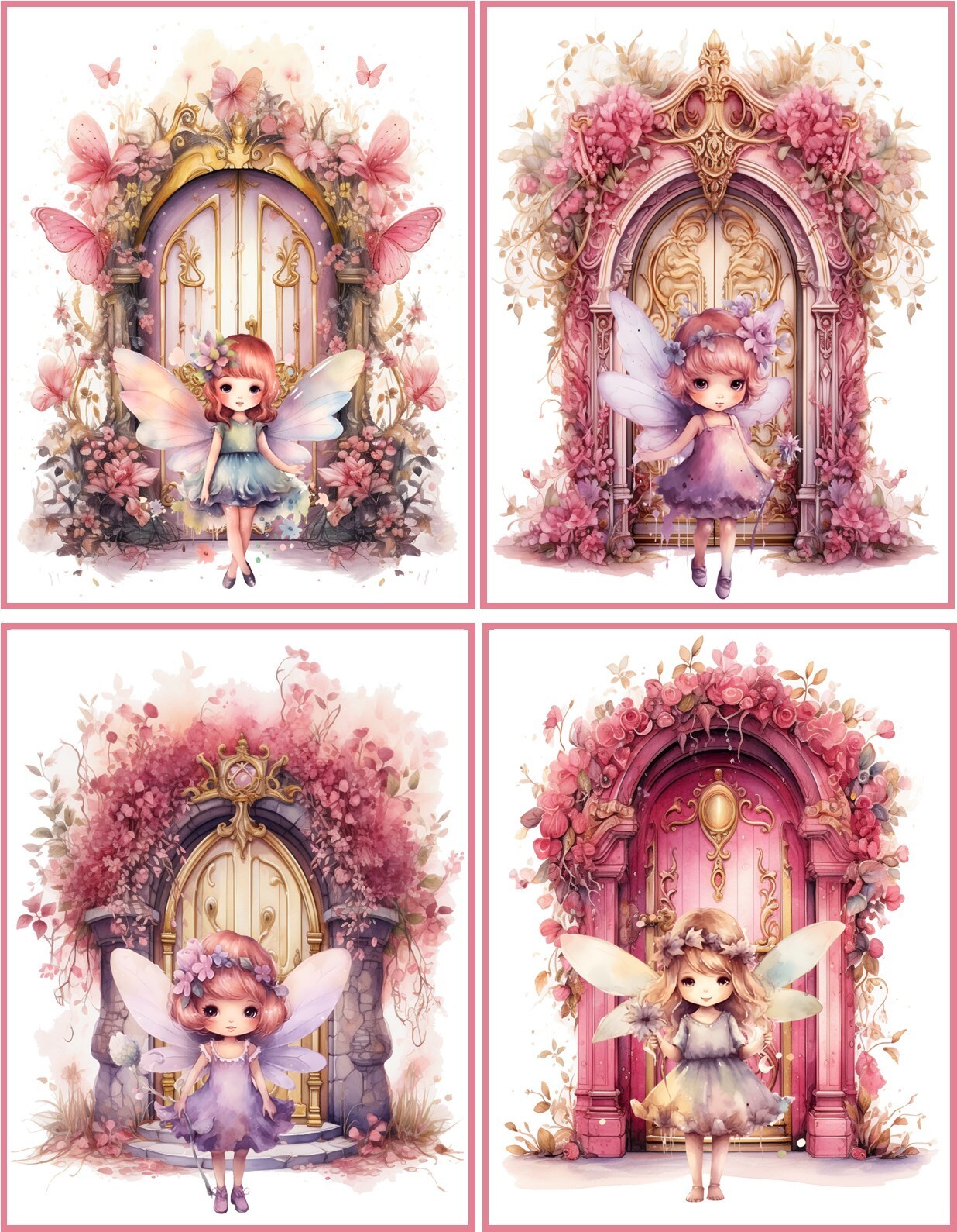 8 Fairy fairies Vintage Victorian Fantasy glossy blank note cards envelopes