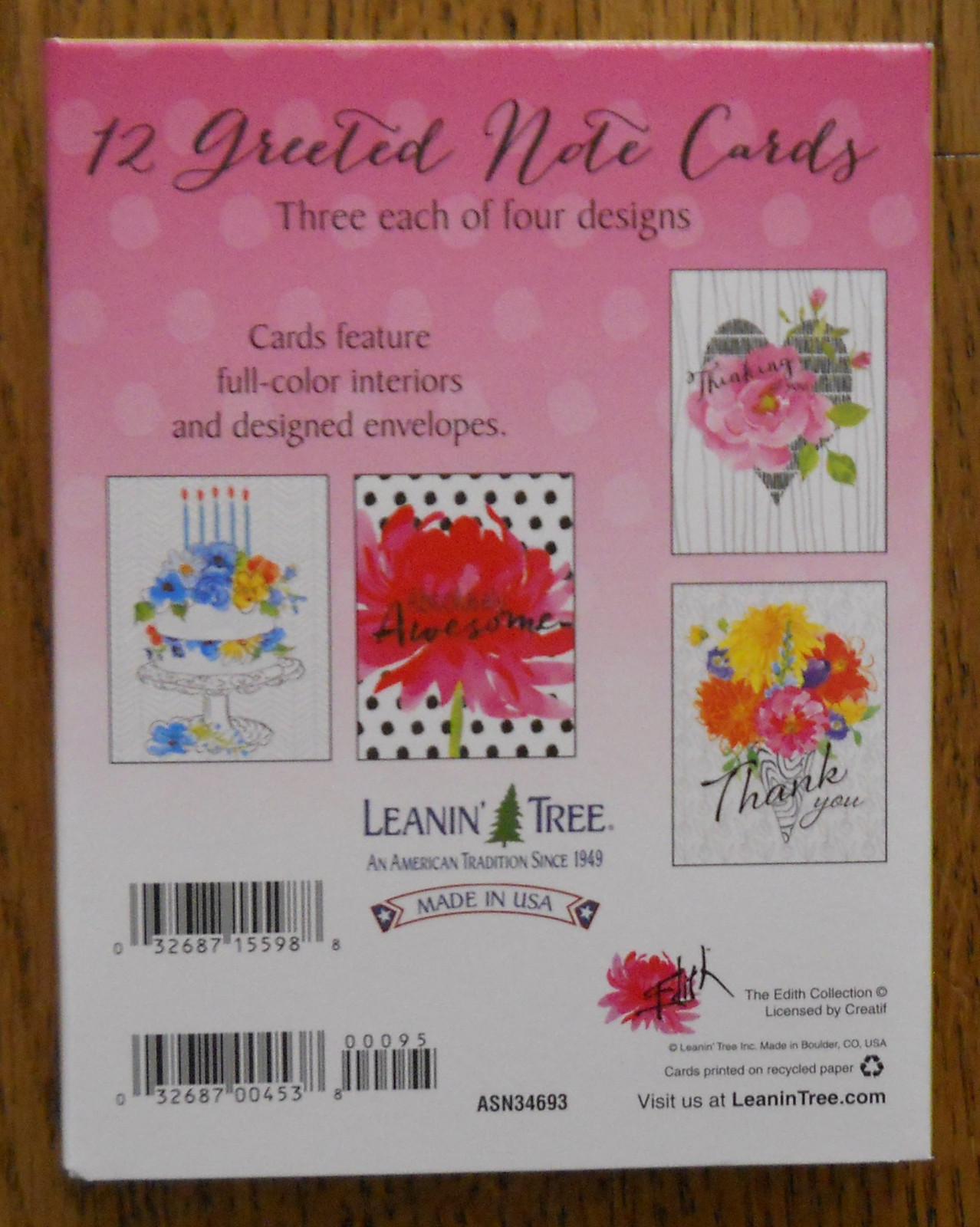 12 Leanin Tree Greeted Cards FULL COLOR, BRILLIANT BLOOMS, FLOWERS,Bright,Cheery
