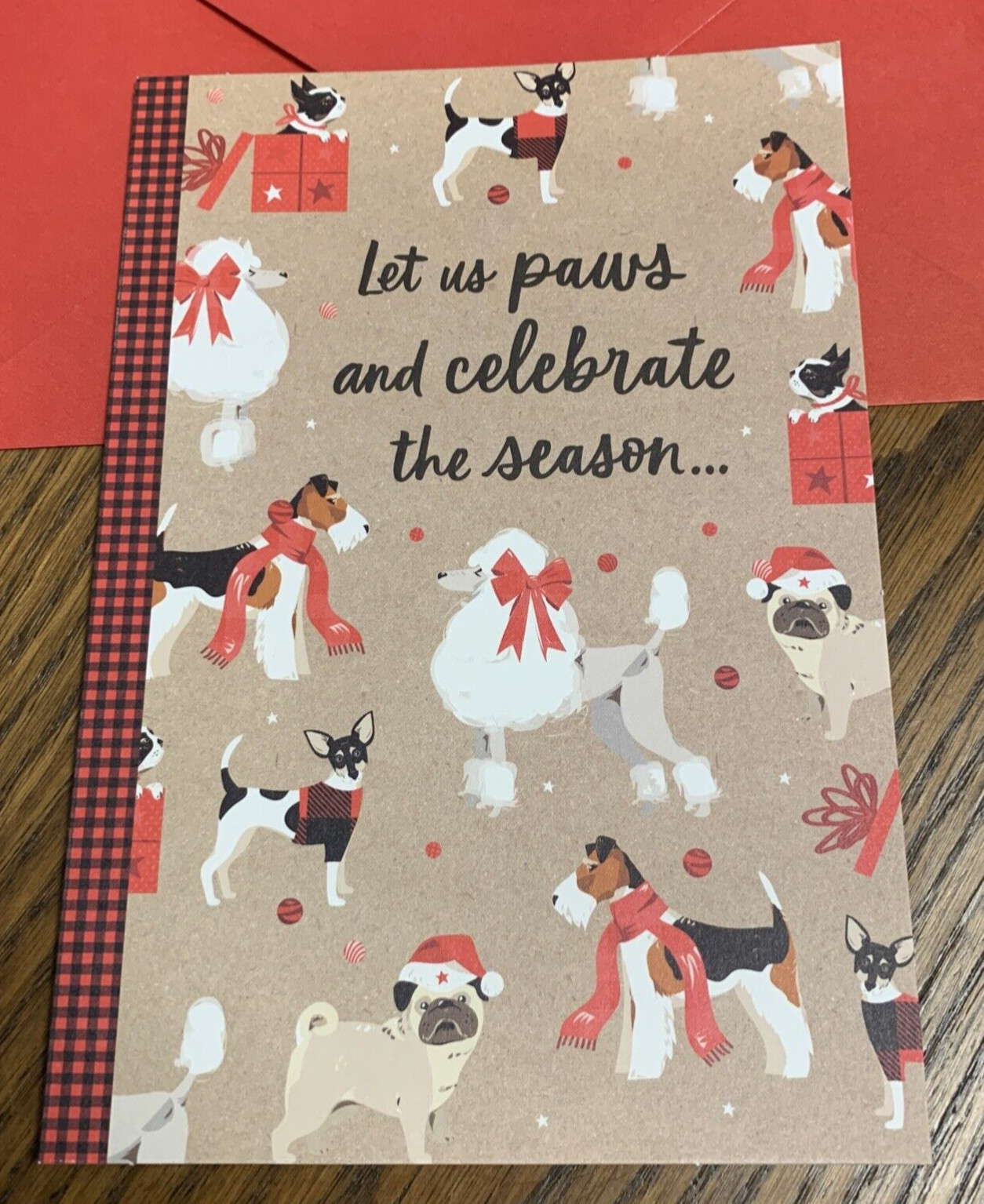 Merry Christmas Funny Dog Let Us Paws And Celebrate 5″x7″ Hallmark Greeting Card