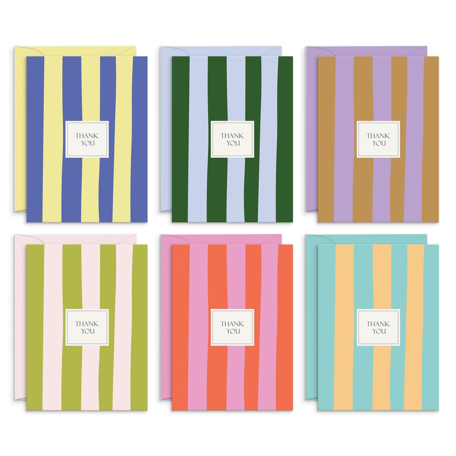 Blank Thank You Cards, 24 Handwritten Notes, Multicolor Envelopes