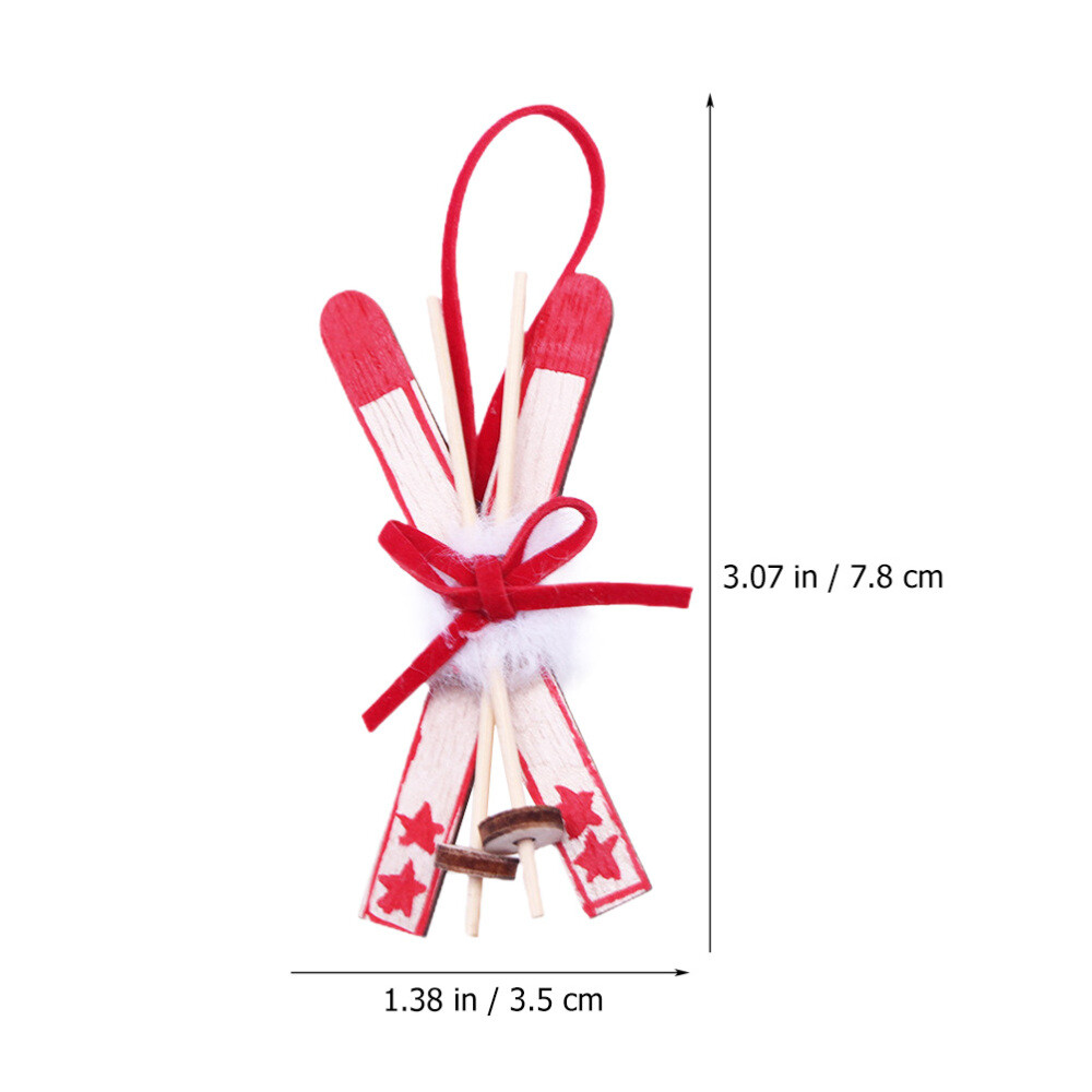 2pcs Miniature Holiday Sleigh Hanging Ornament Bowknot Sleigh Pendant
