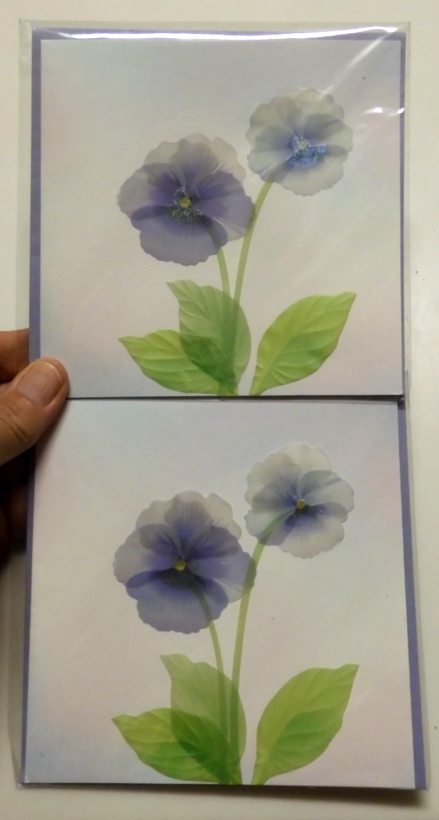 2 Papyrus Cards High Quality HAPPY BIRTHDAY Violet Pansy Flowers Beauty & Love