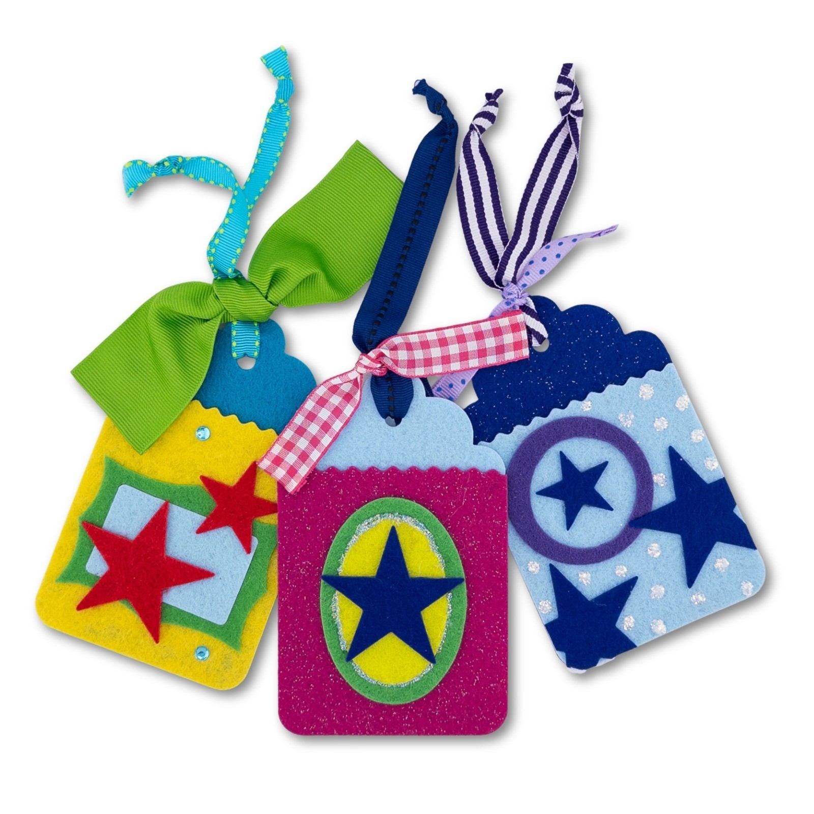 Gift Card Holder Hang Tags Handmade Decorative Felt Lot 3 Star Ribbon Birthday