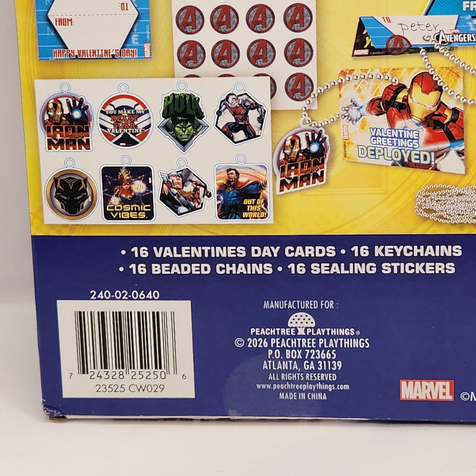 Marvel Avengers Valentines Day Cards 16 Lot Of 2 Kids Beaded Keychain Set