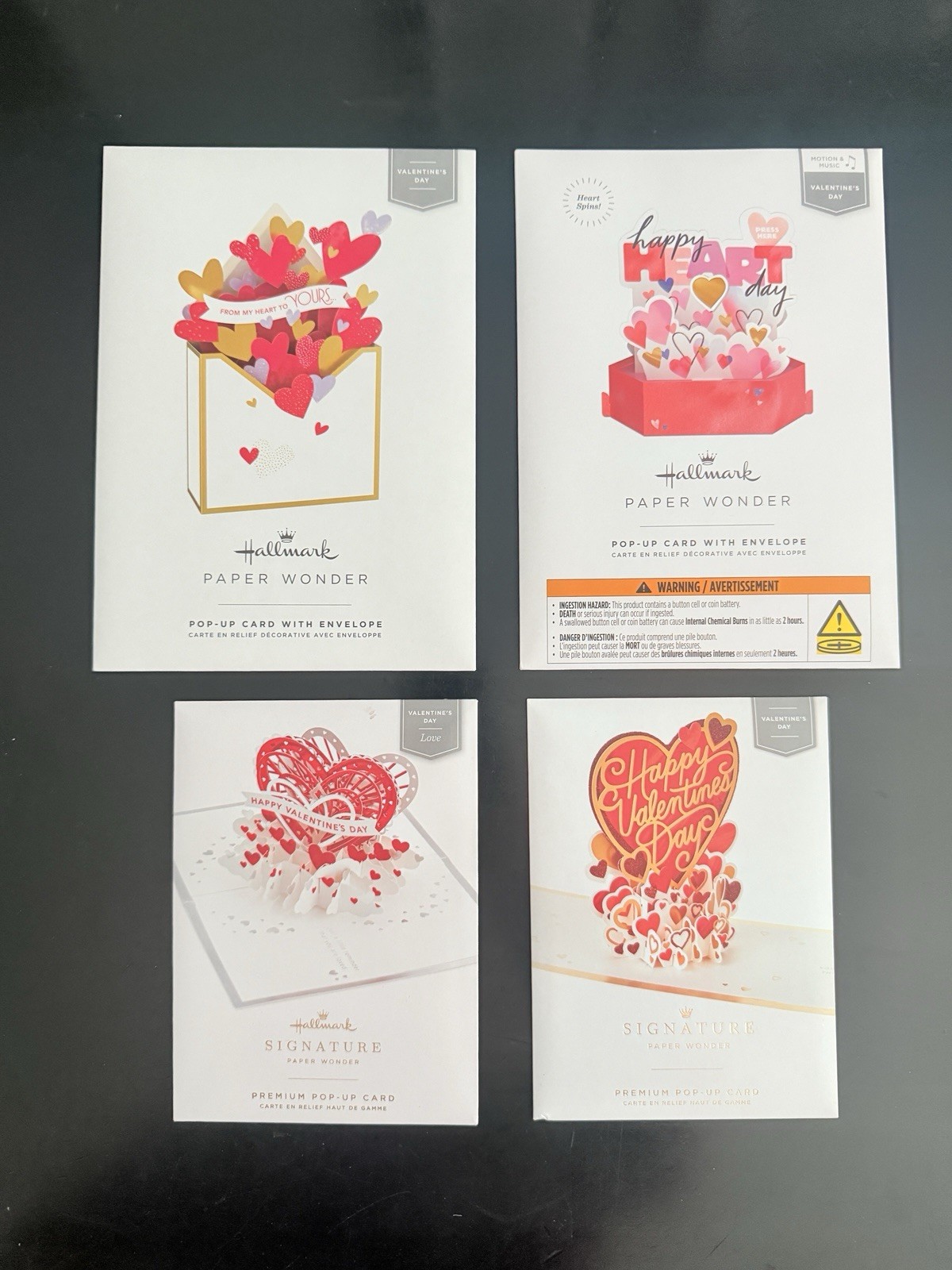 Lot Of 4 Valentine’s Day ~ Hallmark Paper Wonder ~ Design Pop-Up Card NEW ~ V1