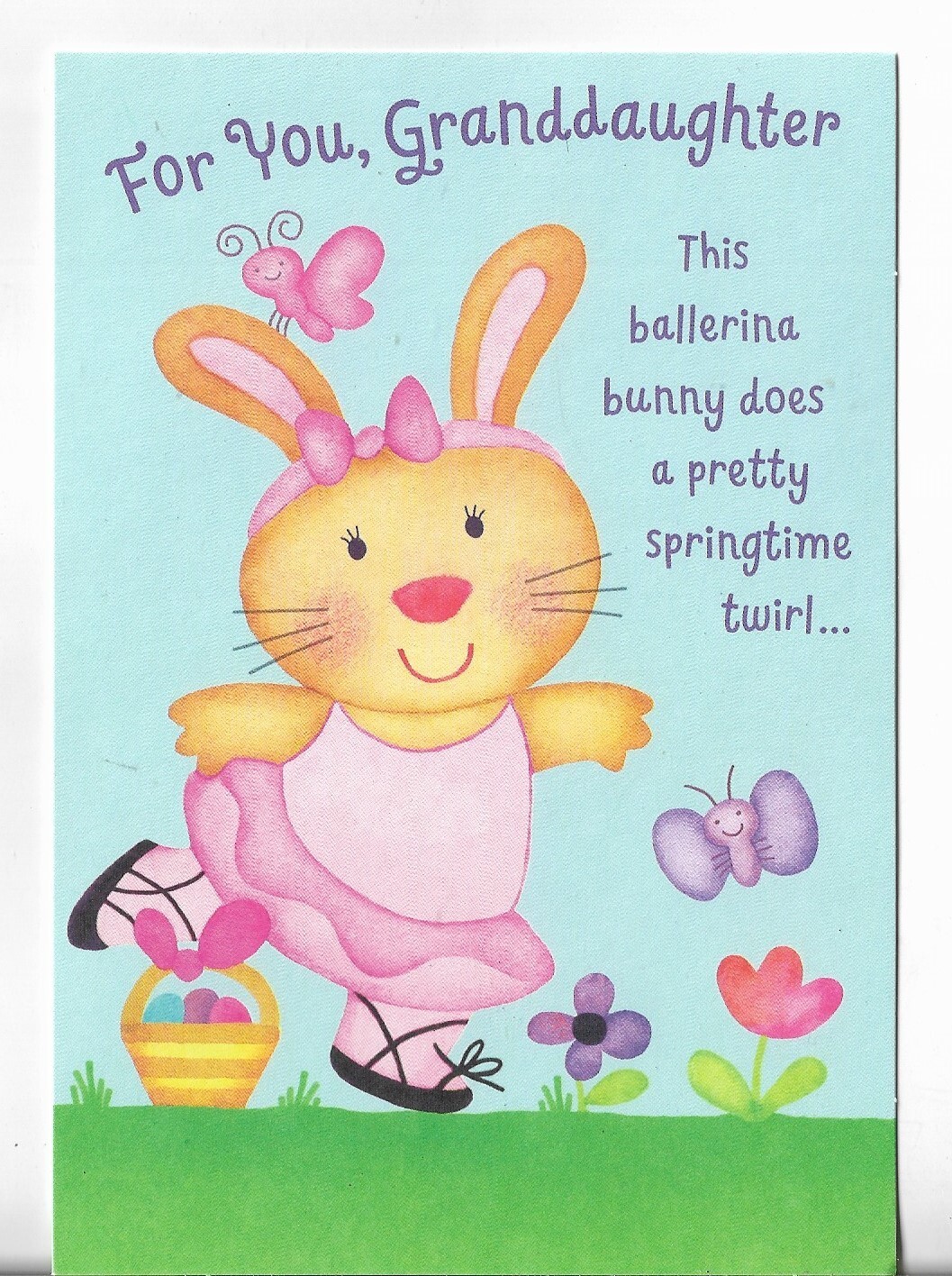 NEW Happy Easter Card 4.5×7 GRANDDAUGHTER A Ballerina Bunny Does a Twirl