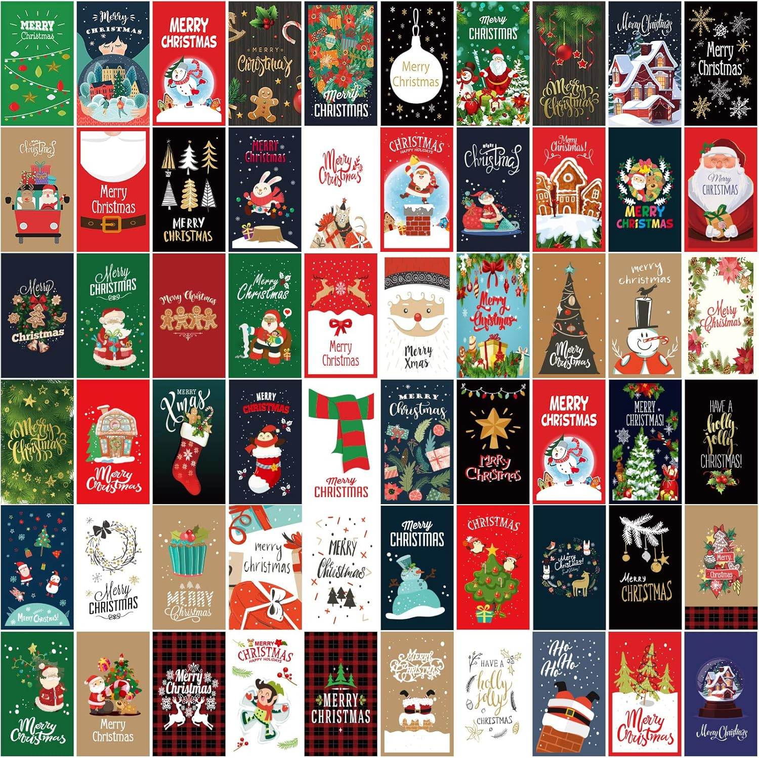 60 Pieces Christmas Greeting Cards 2 X 3.5 Inch Small Christmas Note Cards Claus