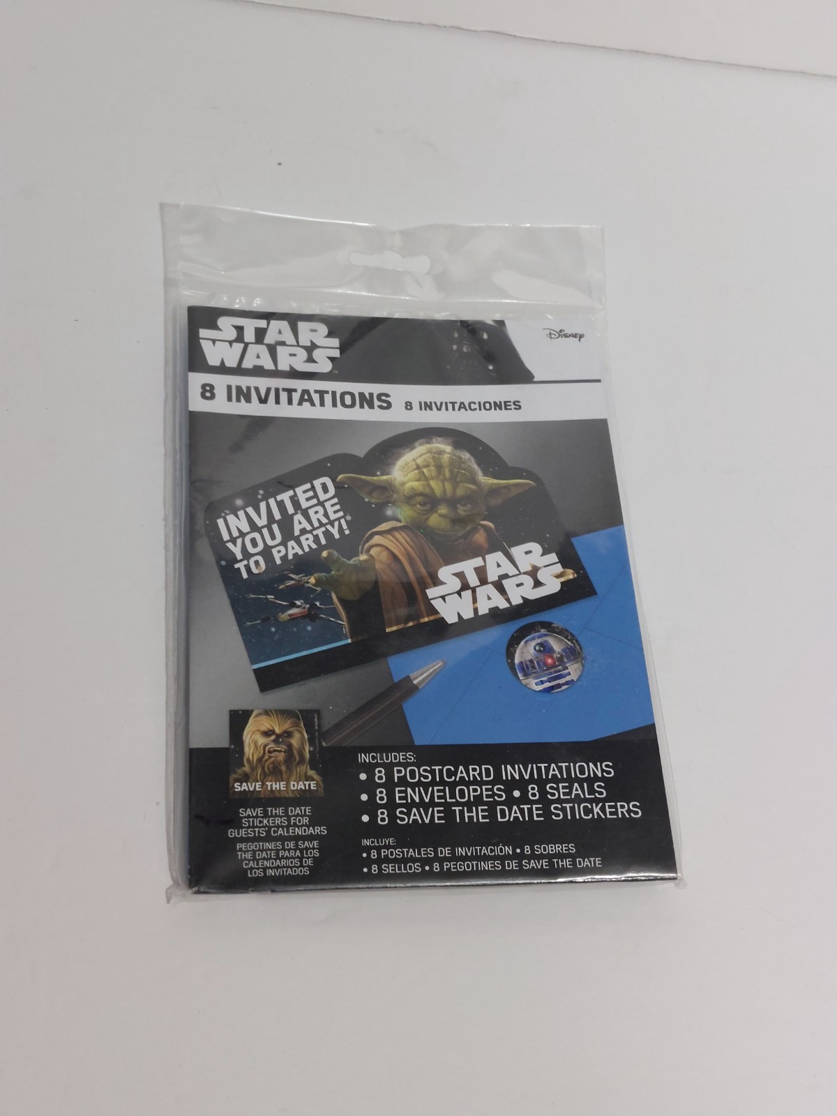 8 Star Wars Yoda Party Invitations, Envelopes, Seals & Save the Date Stickers
