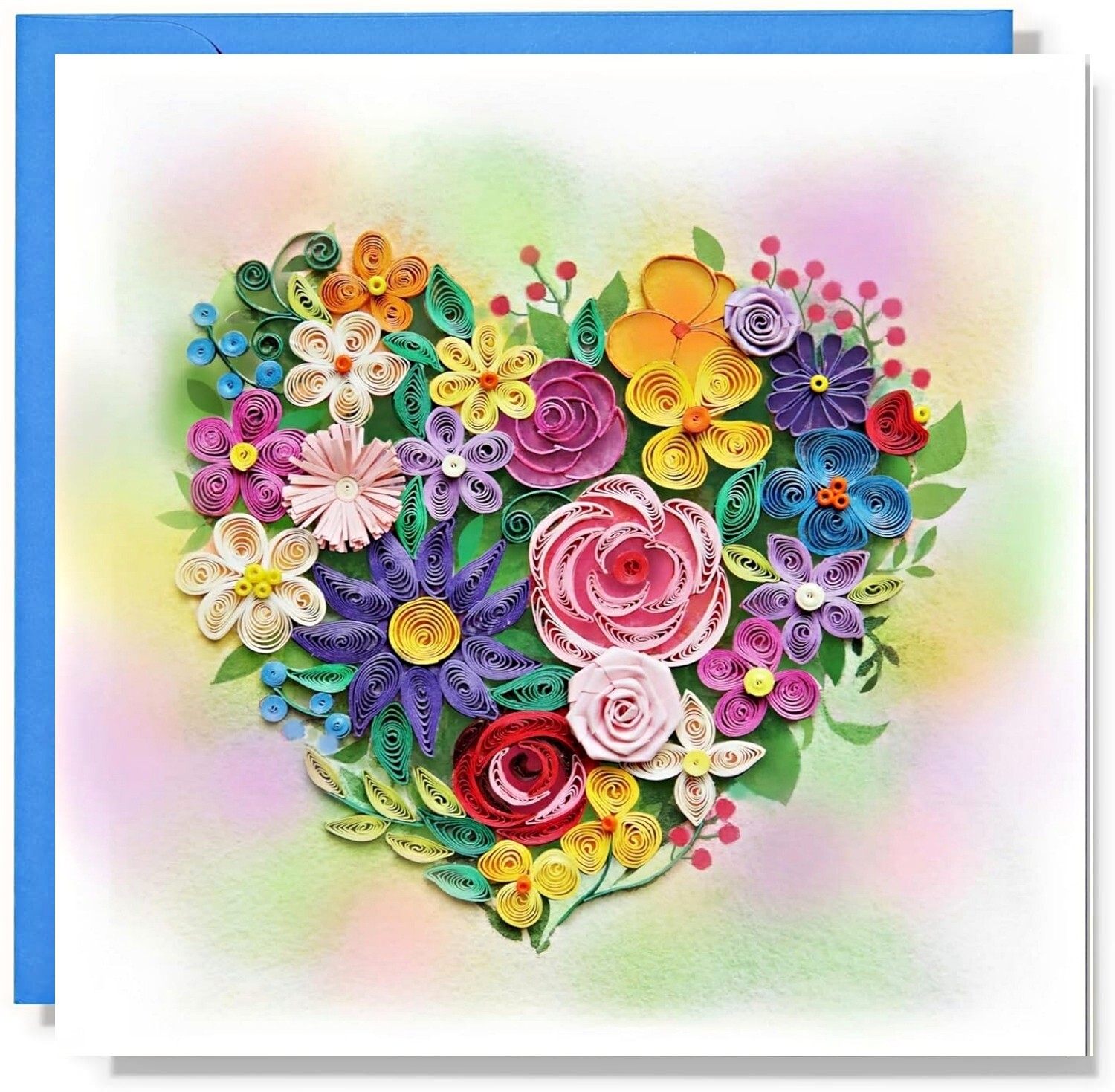 Floral Heart Quilling Greeting Card – Handmade 3D Paper Art