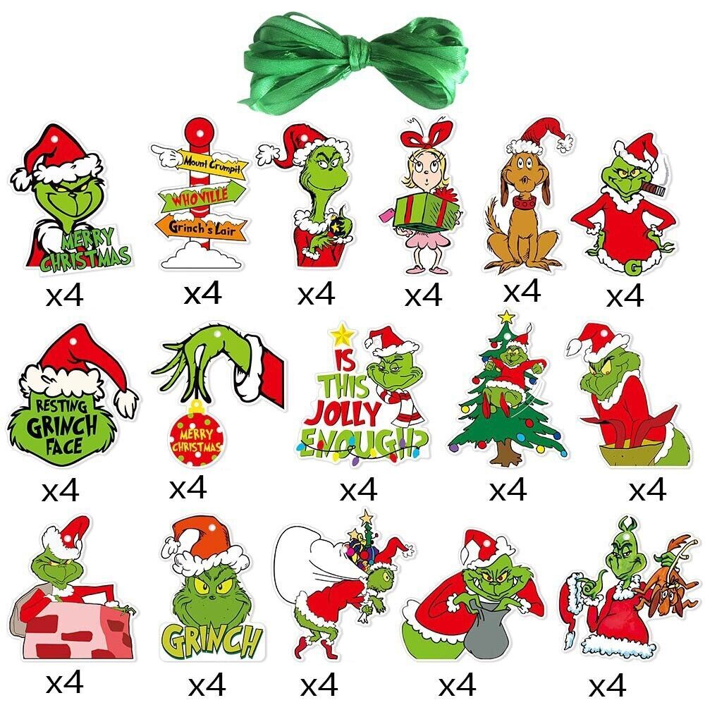 64/32 PC Merry Christmas Grinch Ornaments Tree Hanging Decoration Figure Pendant