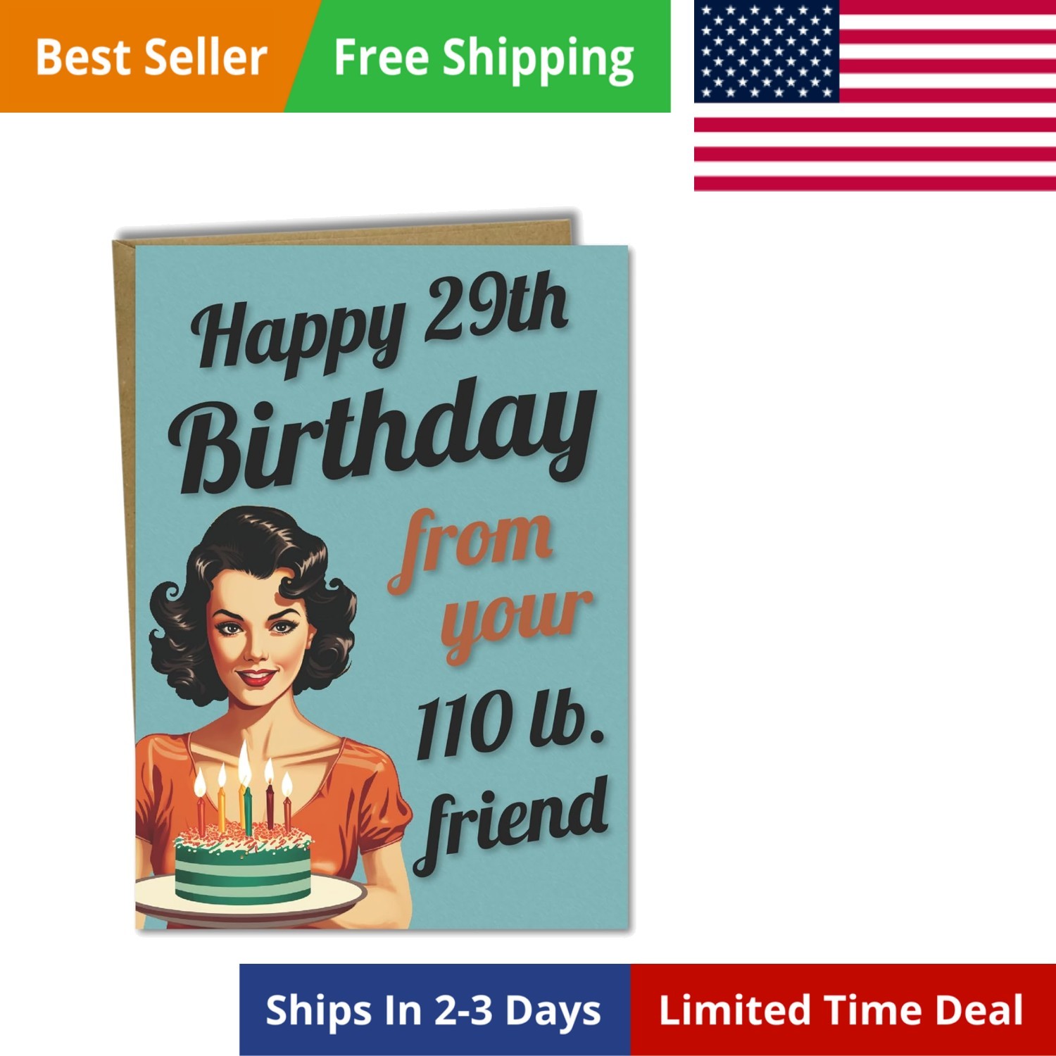 Funny Best Friend Birthday Cards Bulk / 6 Pack – Great for 30th, 40th, 50th, …