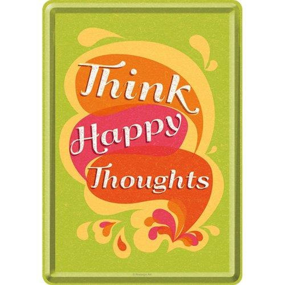 Tin postcard – 3 x 6 in – Word Up Think Happy Thoughts